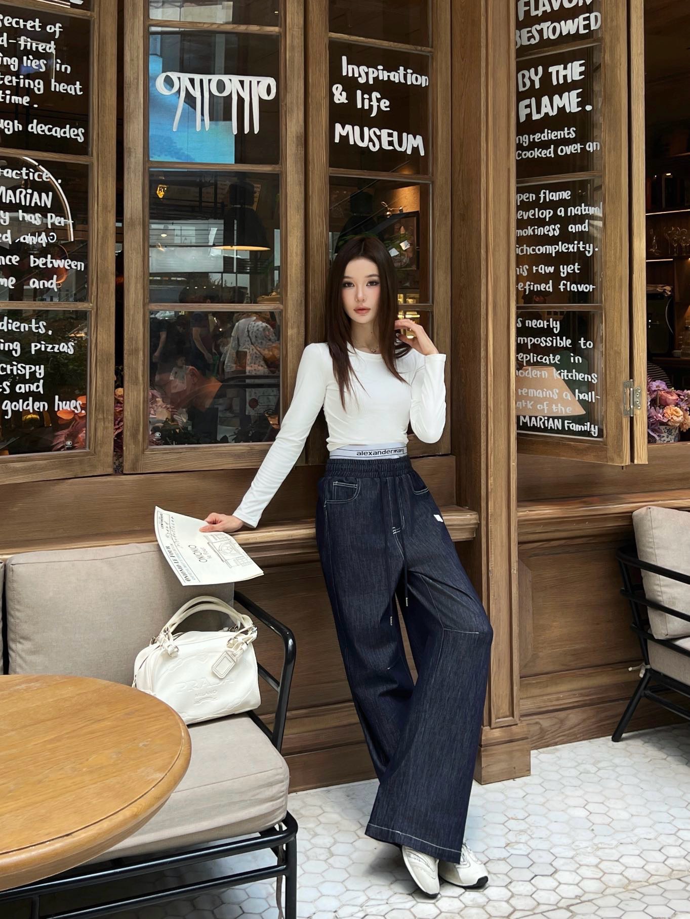 Alex 26fw drawstring wide-leg pants