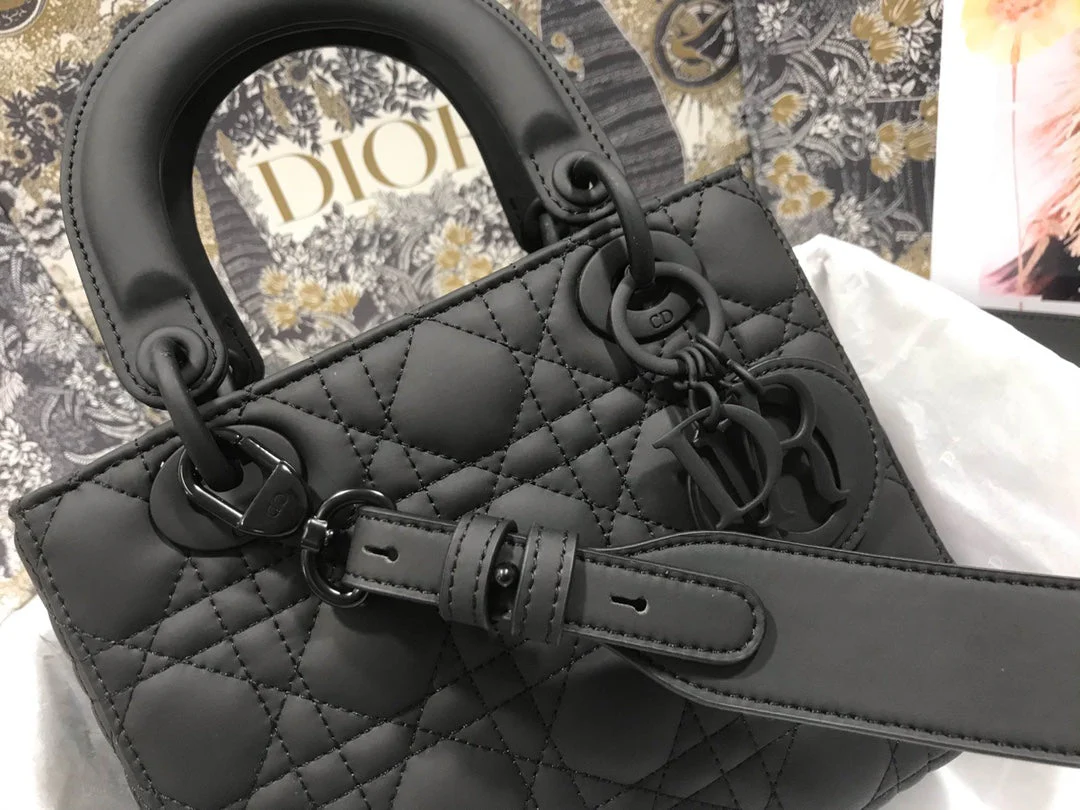 DO Mini Lady Bag Black Ultramatte Cannage Calfskin