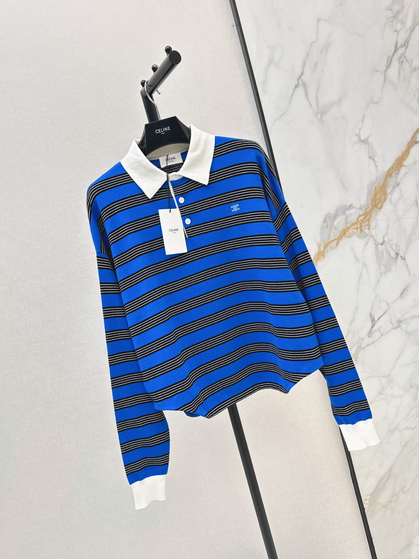 Celi 26fw stripe polo knitwear
