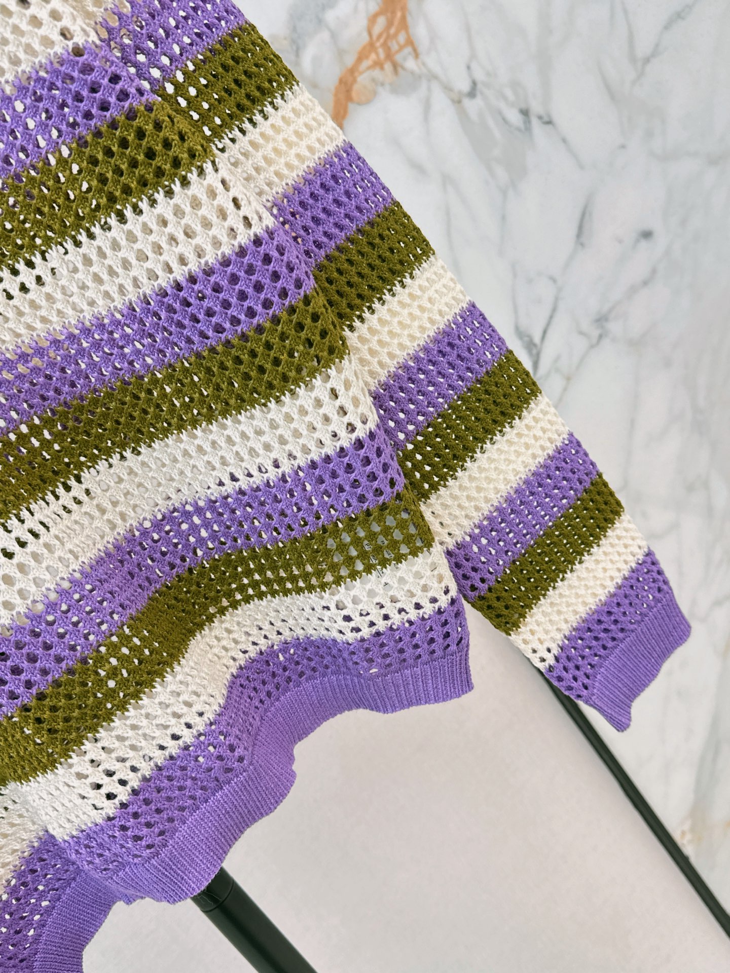 Chan 26fw stripe hollow knit sweater