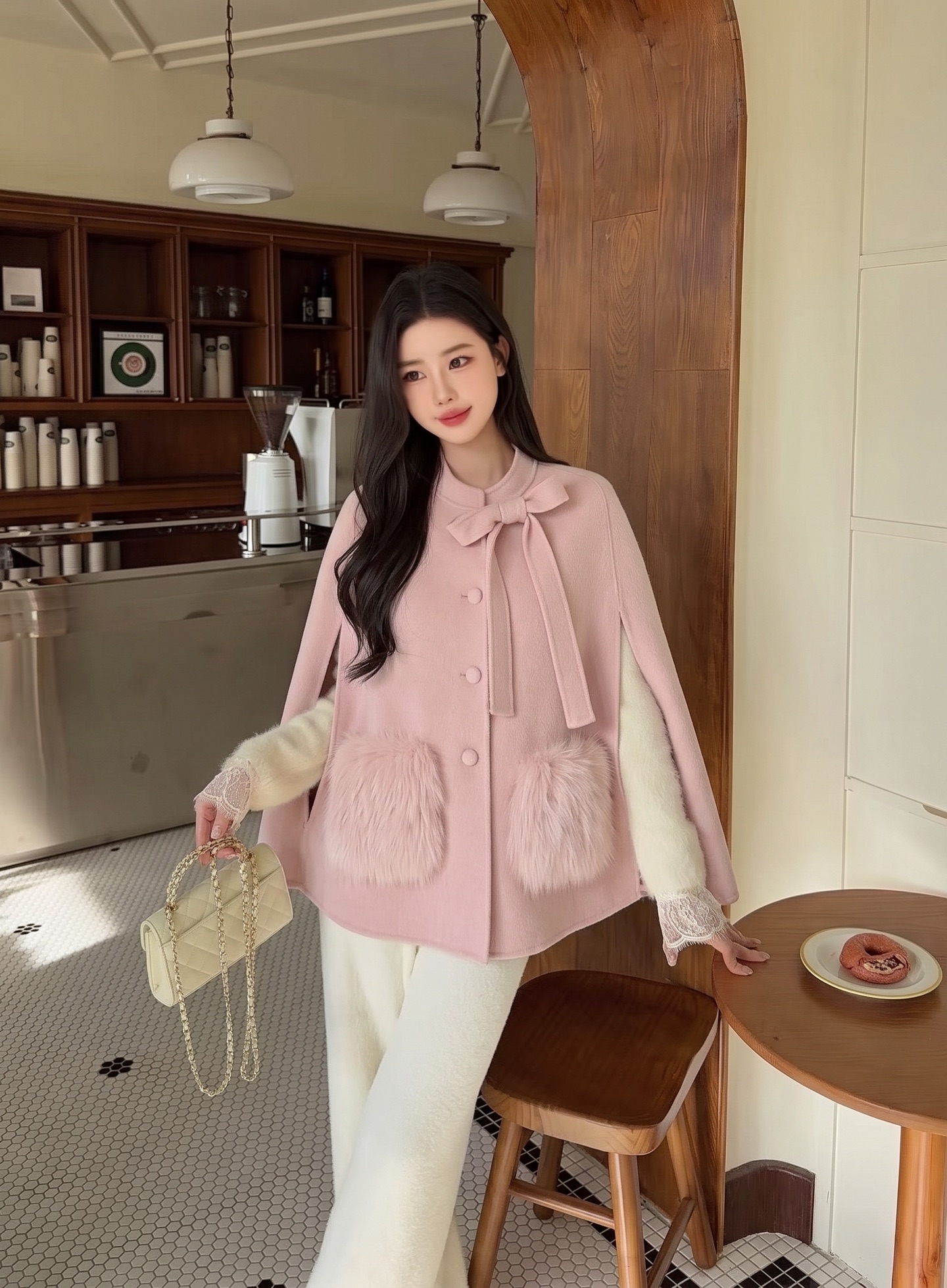 Fen 26fw woolen cape jacket
