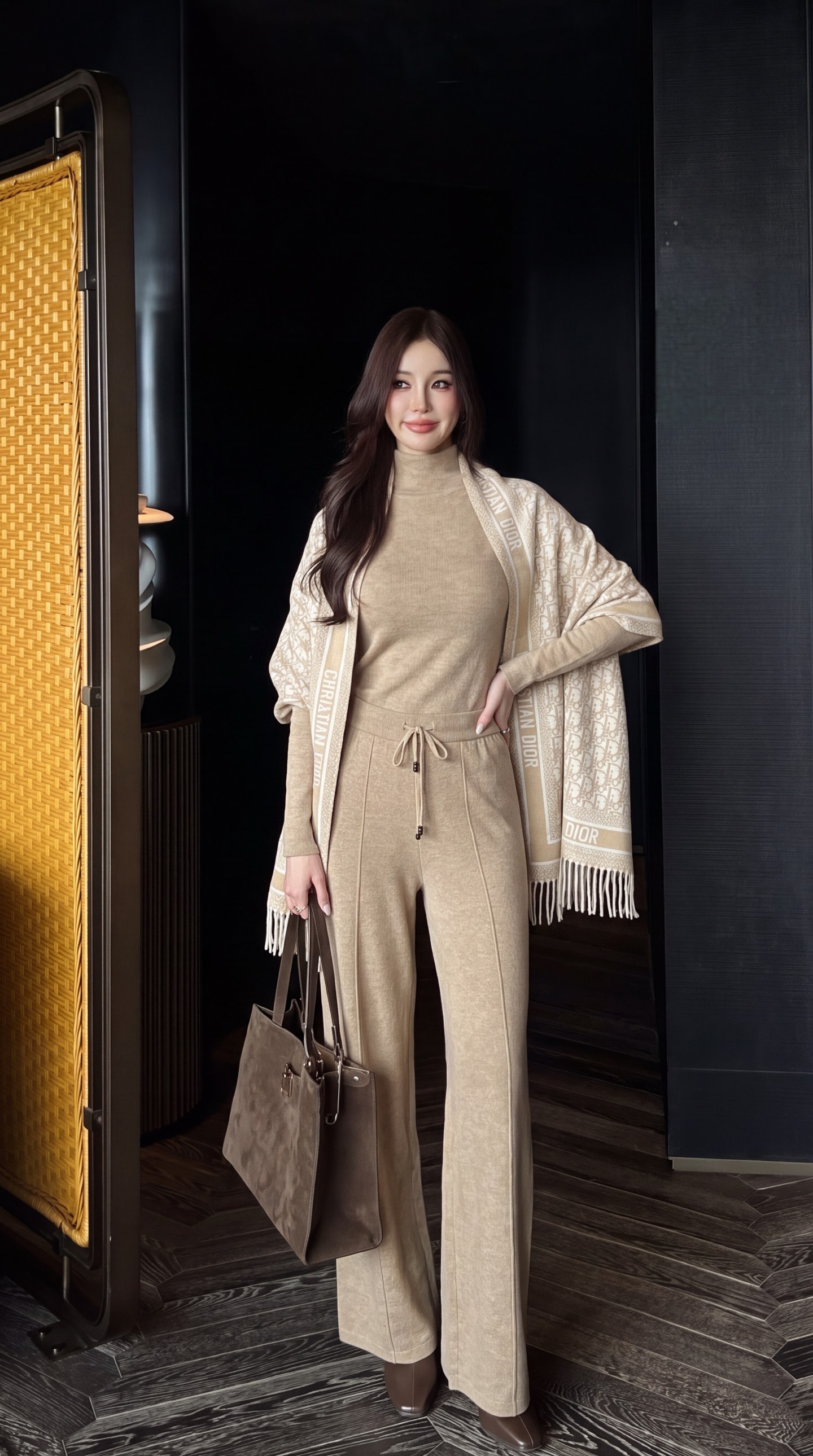 CD 26fw knit shawls basic tee pants sets