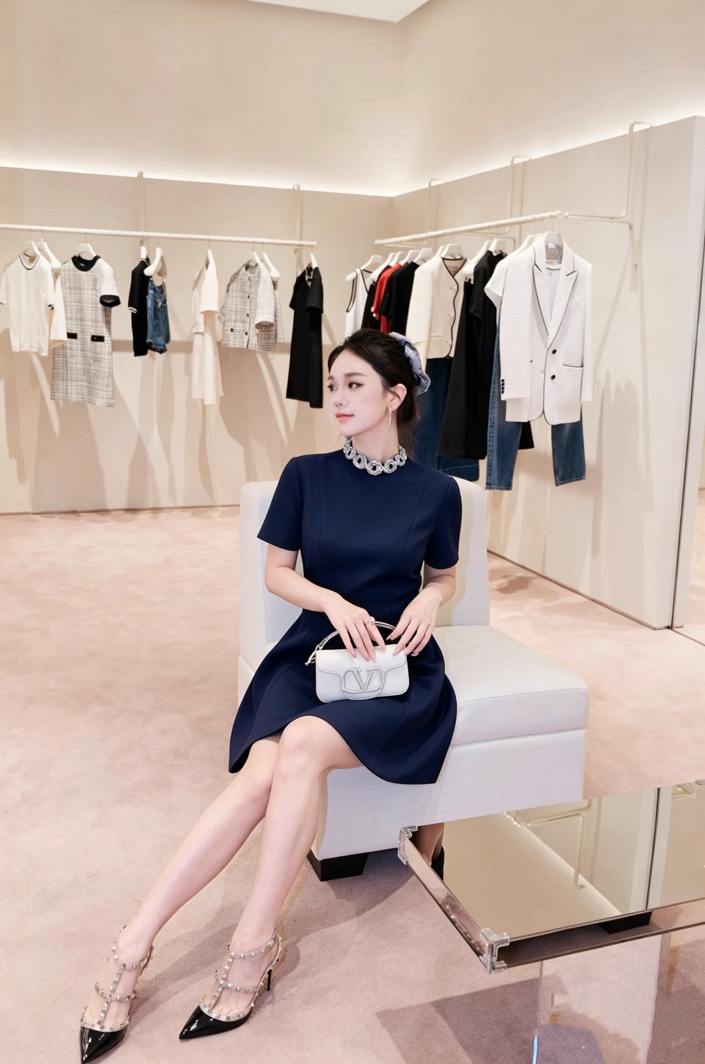 Valen 26fw rhinestone dress