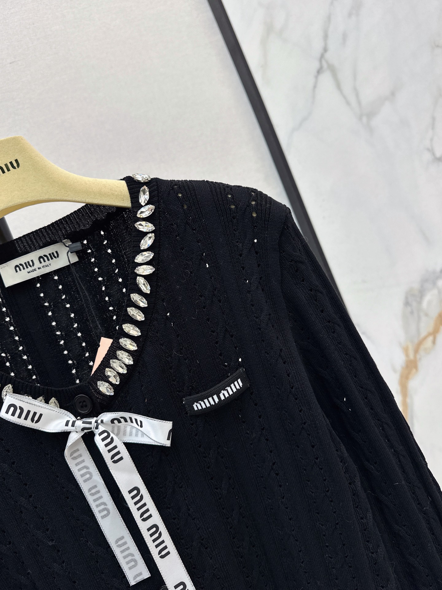 Miu 26fw cable knit cardigan
