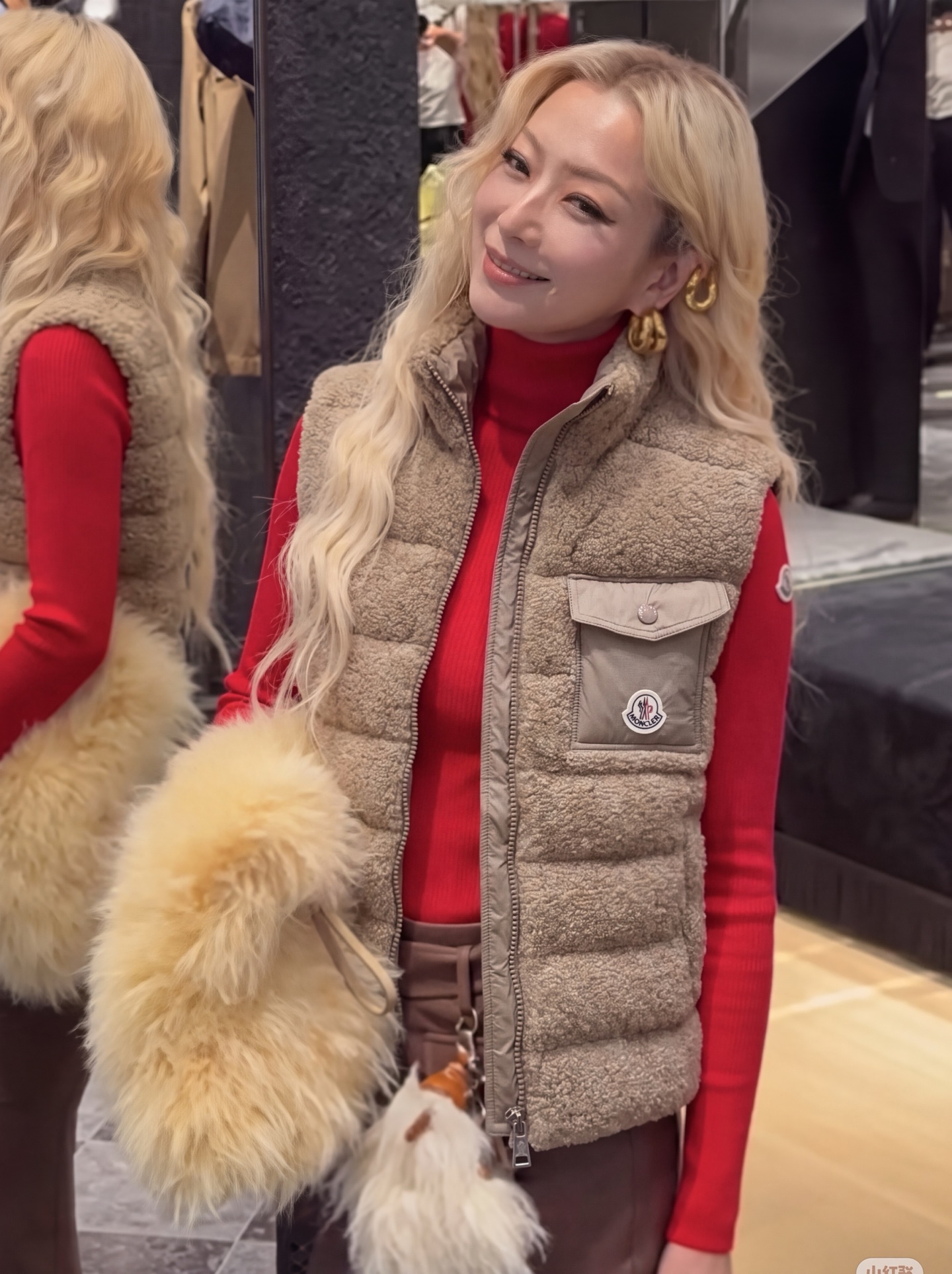 Monc 26fw shearling-fleece down vest