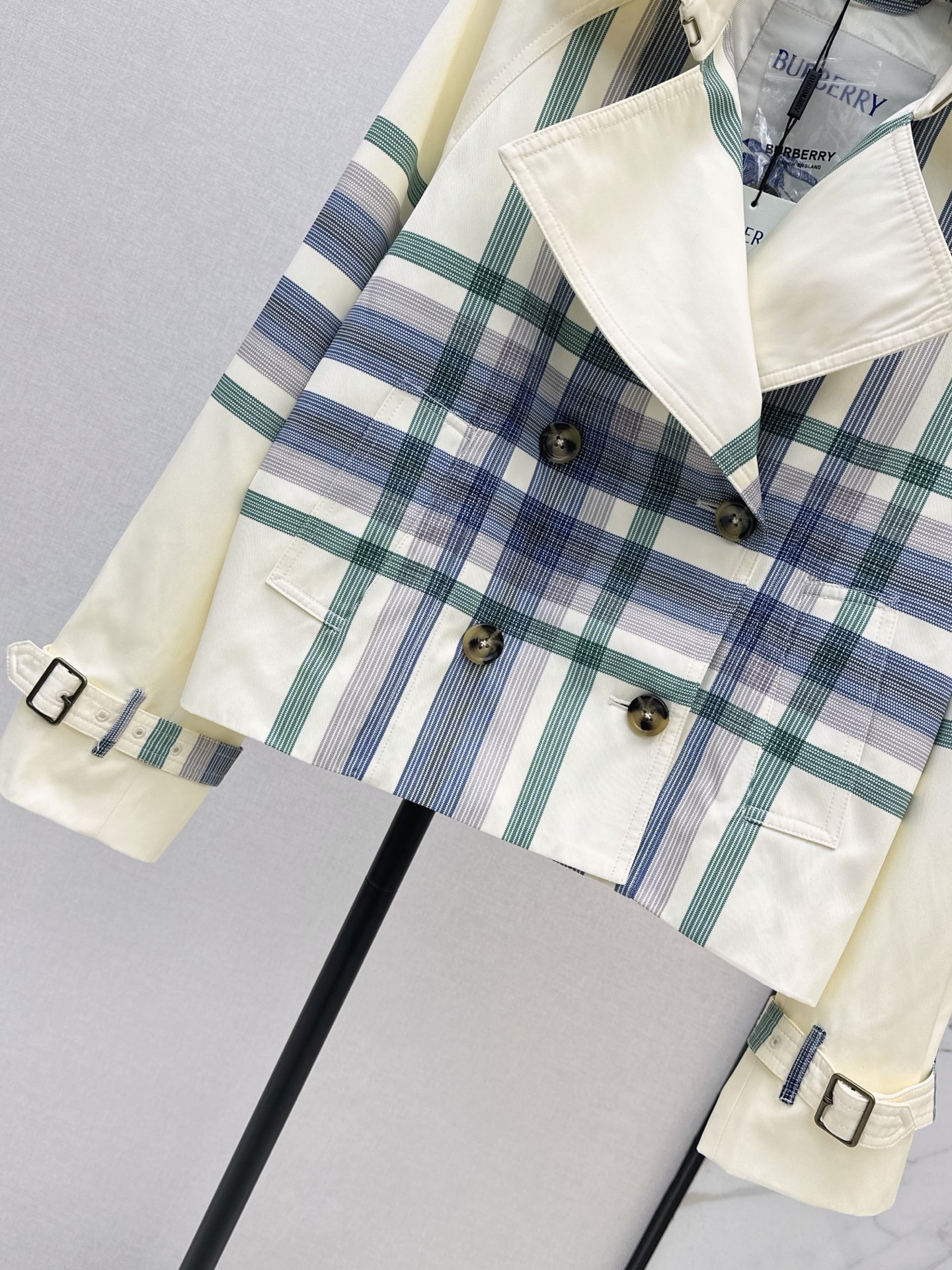 Bur 26fw check cropped trench coats