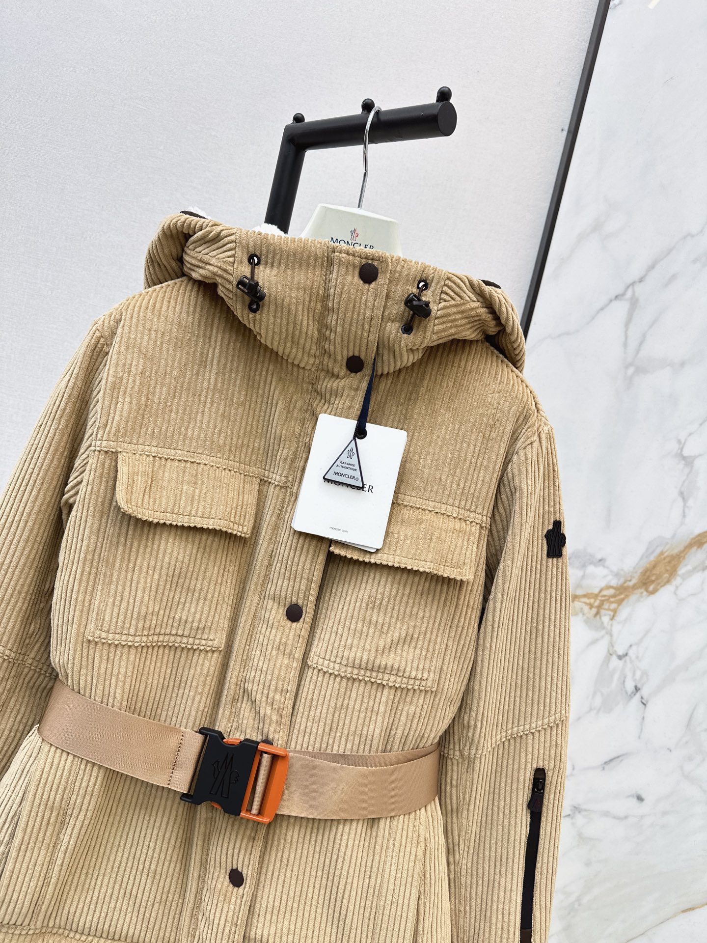 Monc 26fw coduroy hooded down jacket