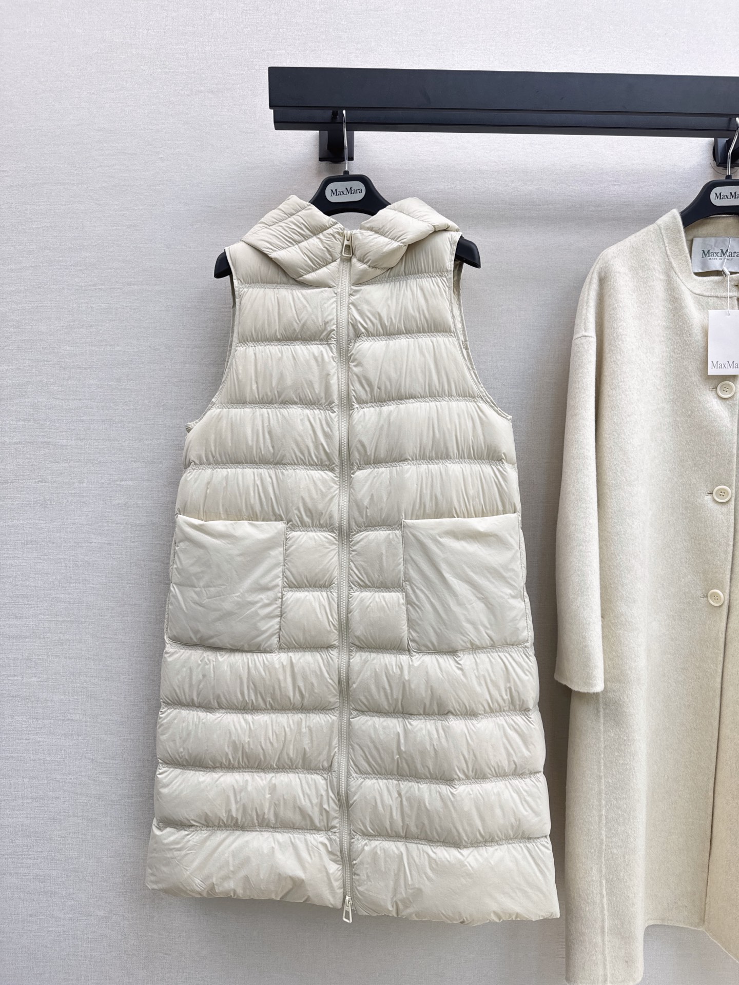 Max 26fw hooded down vest woolen overcoats sets