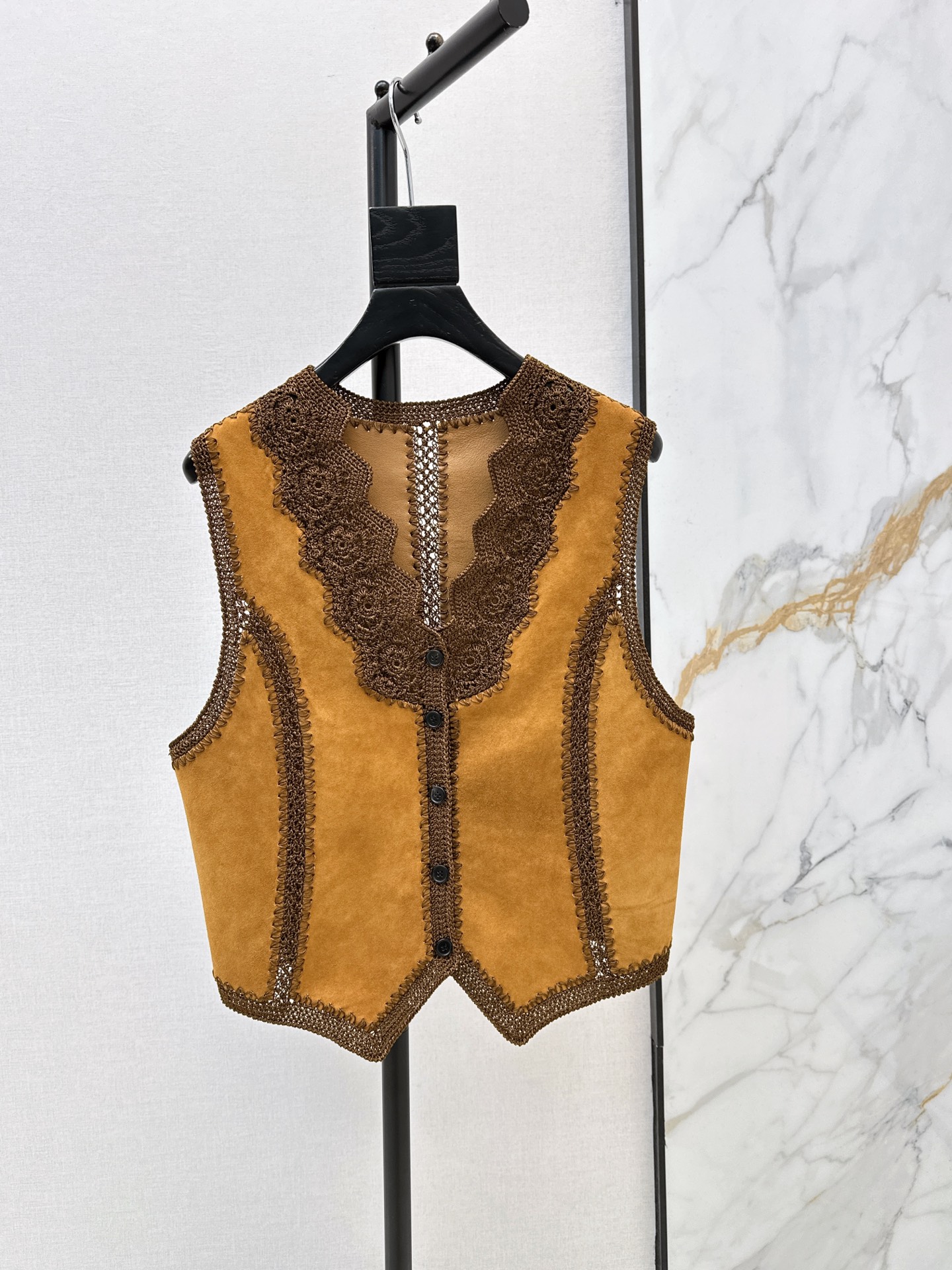 ES 26fw suede fleece leather vest