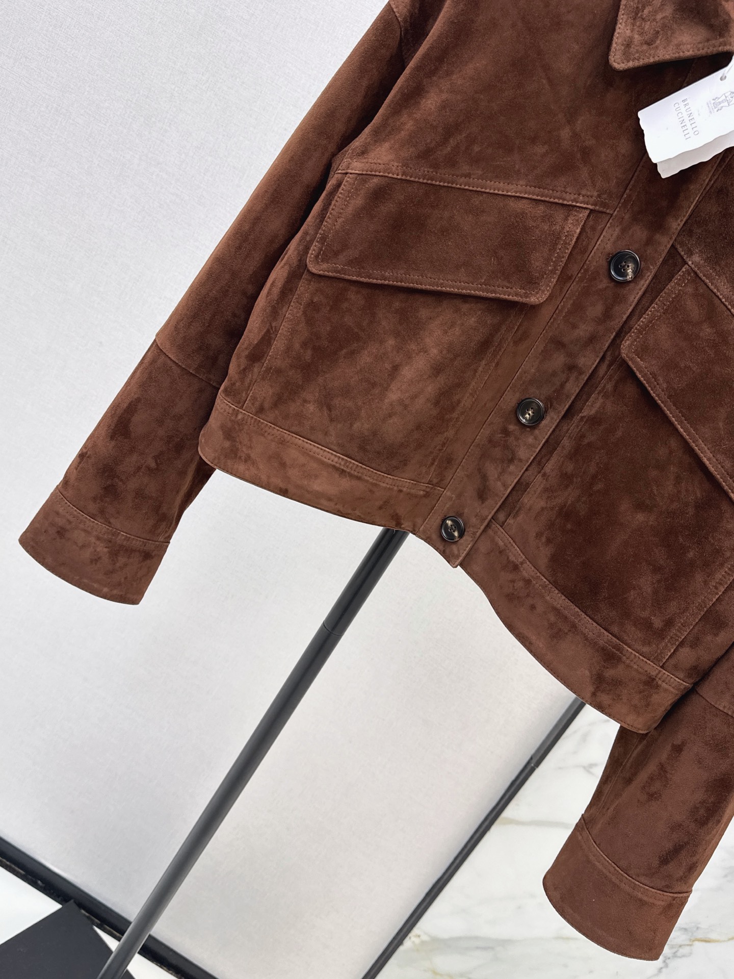 Brun 26fw suede fleece cropped leather jacket