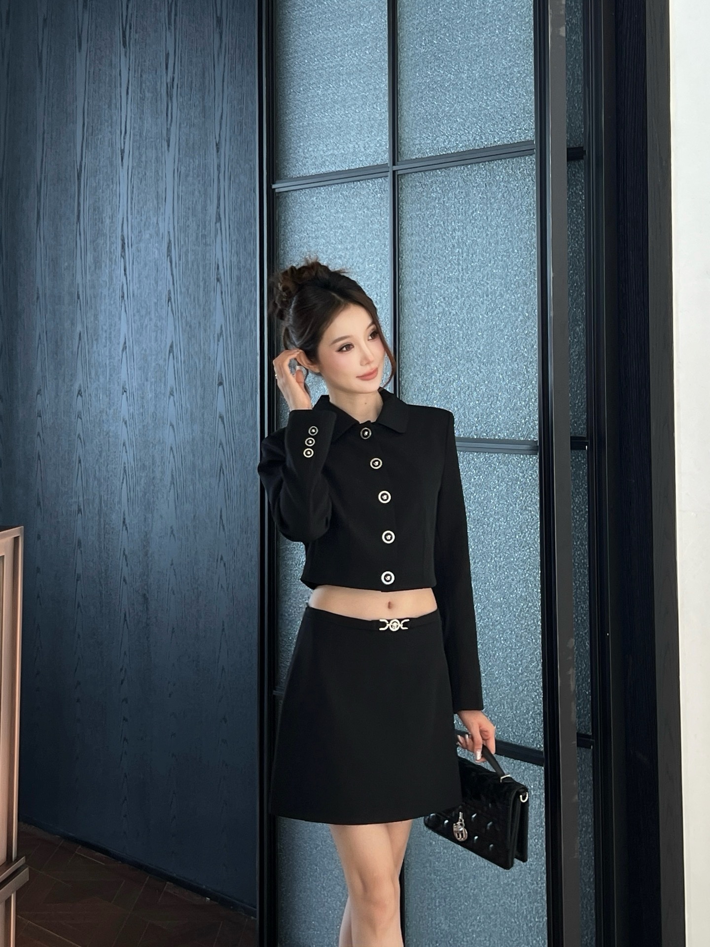Ver 26fw cropped jacket A-line skirt sets