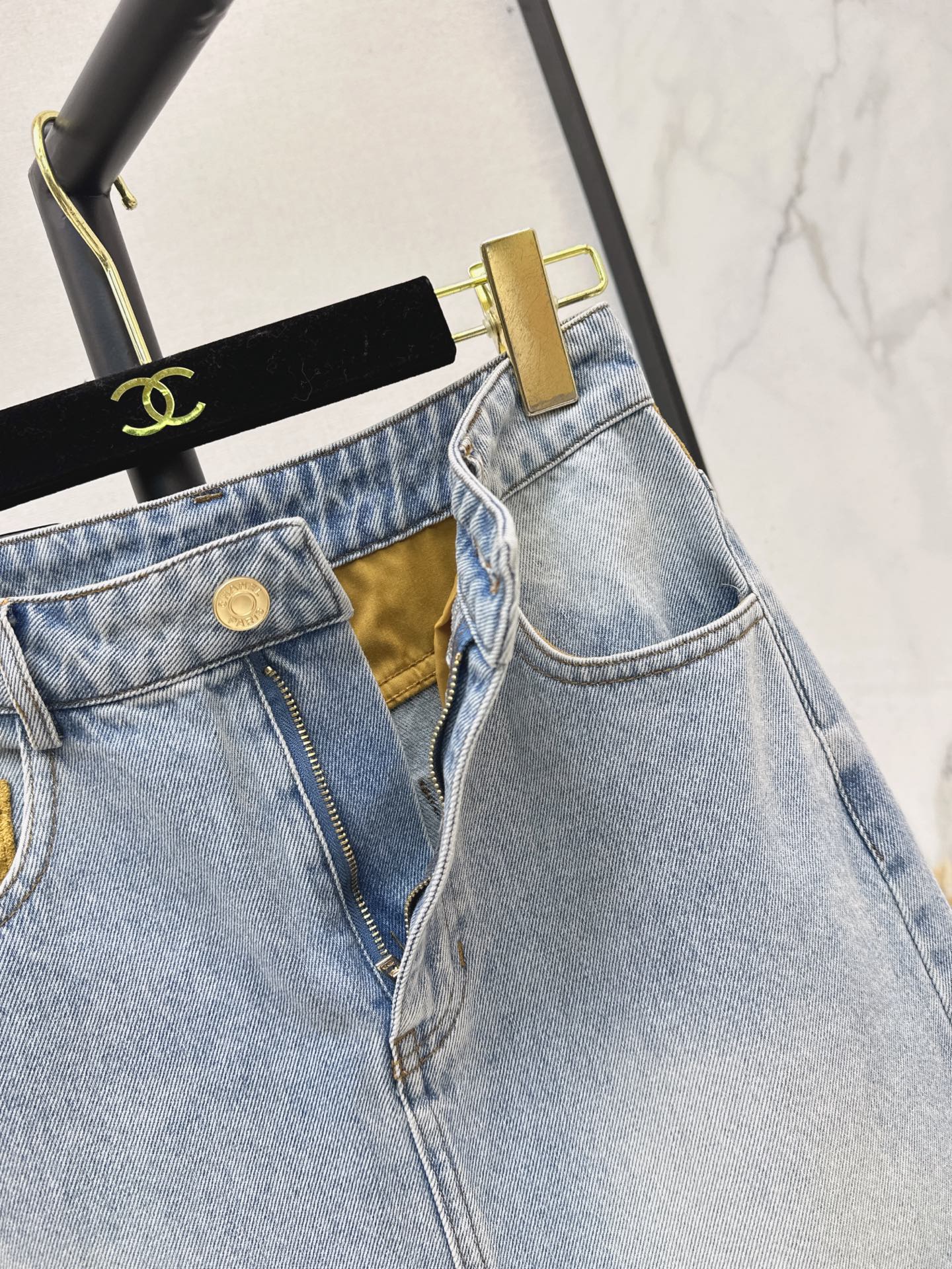 Chan 26fw suede contract denim skirt
