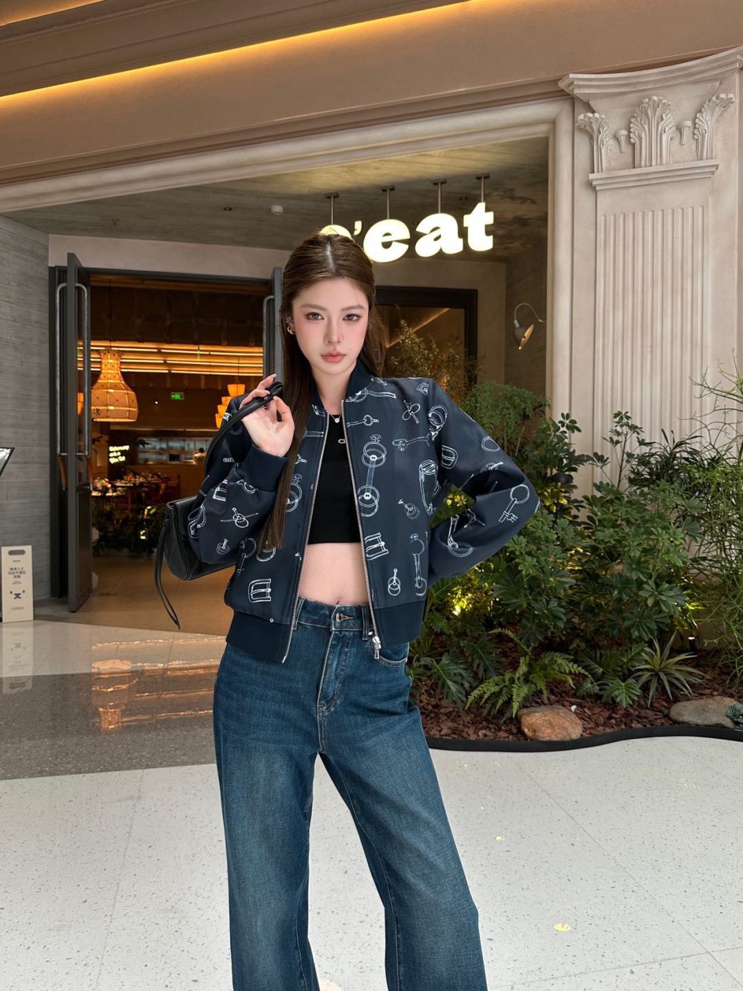Her 26fw print zipper jacket