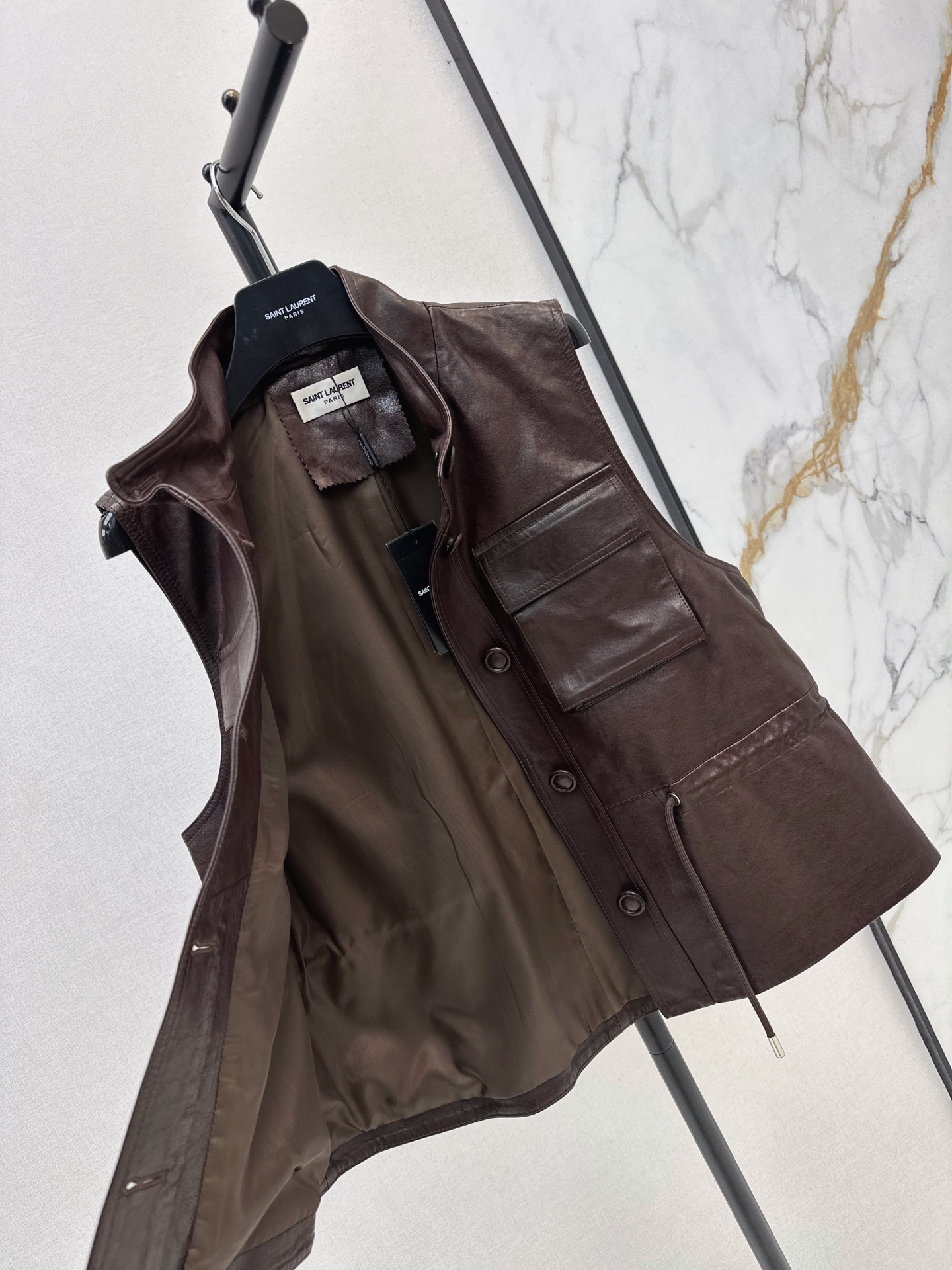 Sain 26fw leather vest jacket