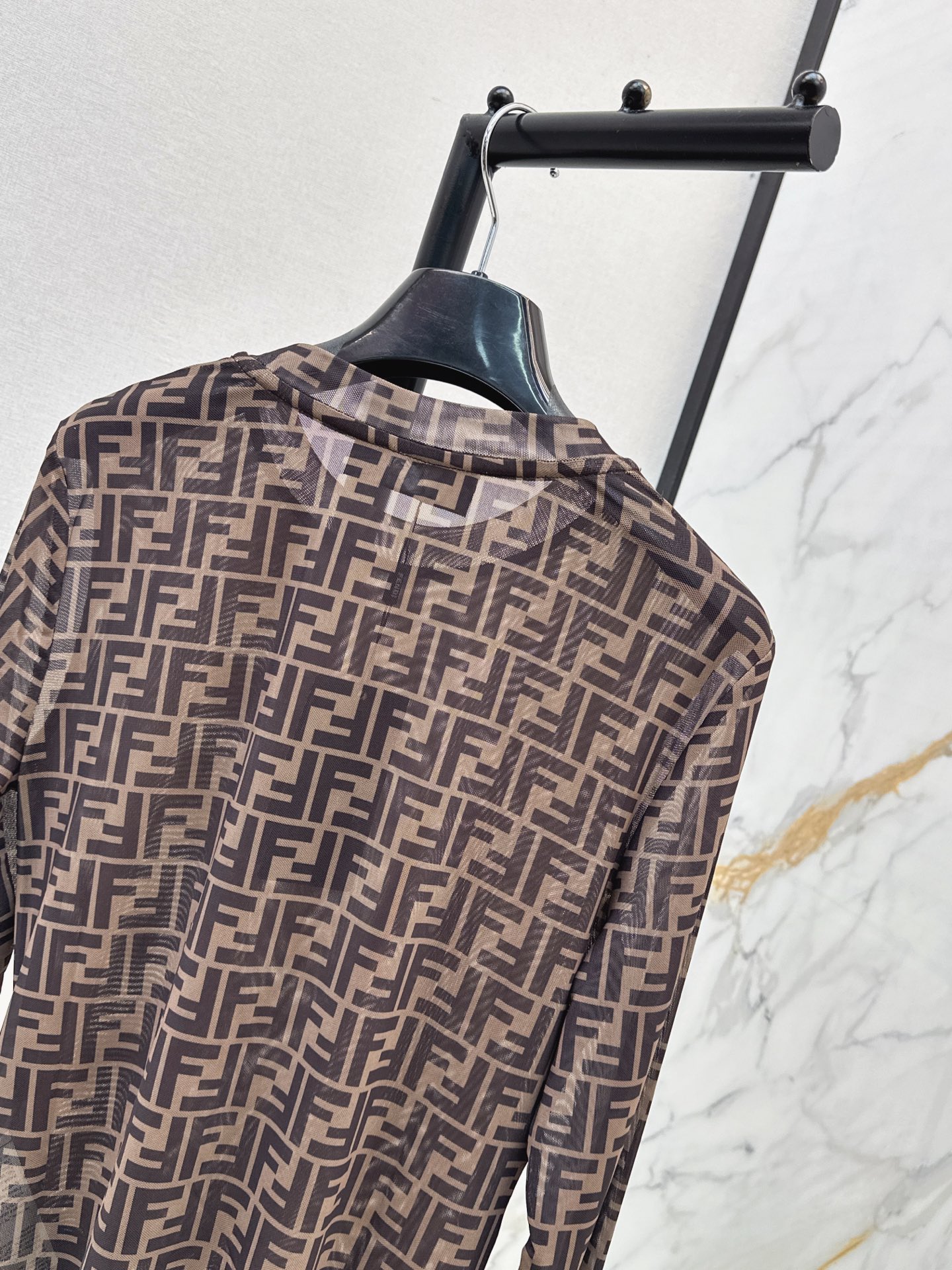 Fen 26fw print mesh basic tee