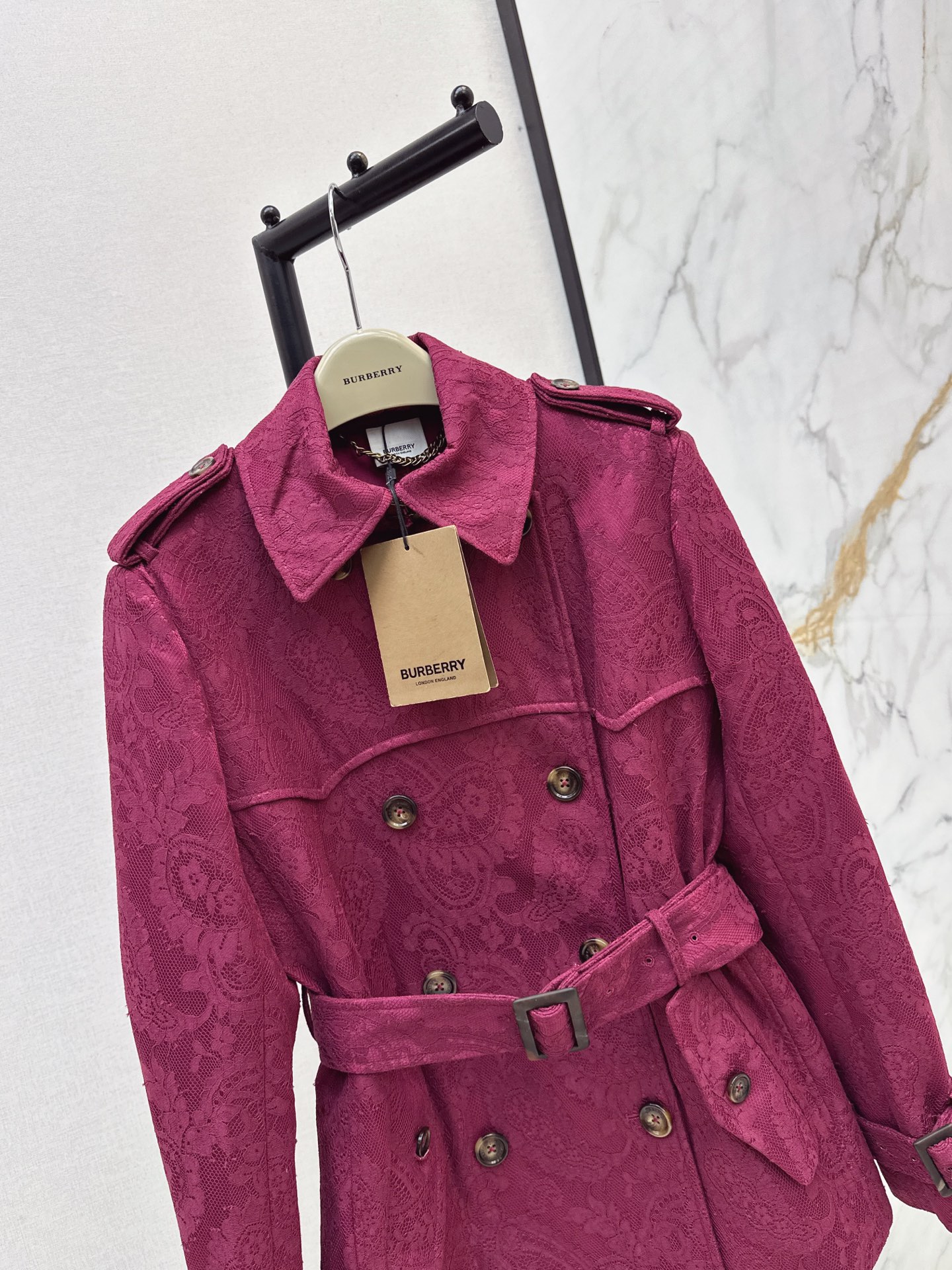 Bur 26fw lace cropped trench coats