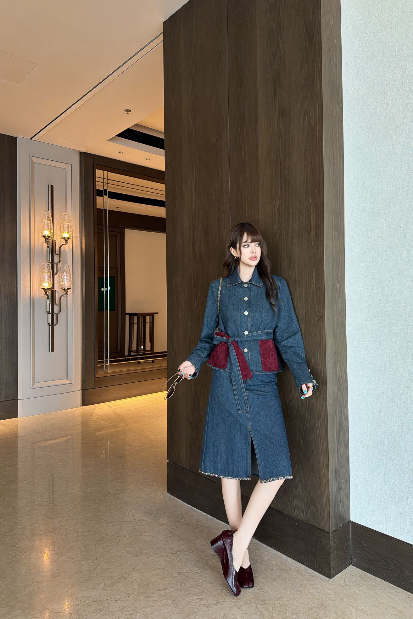 Chan 26fw belted denim jacket