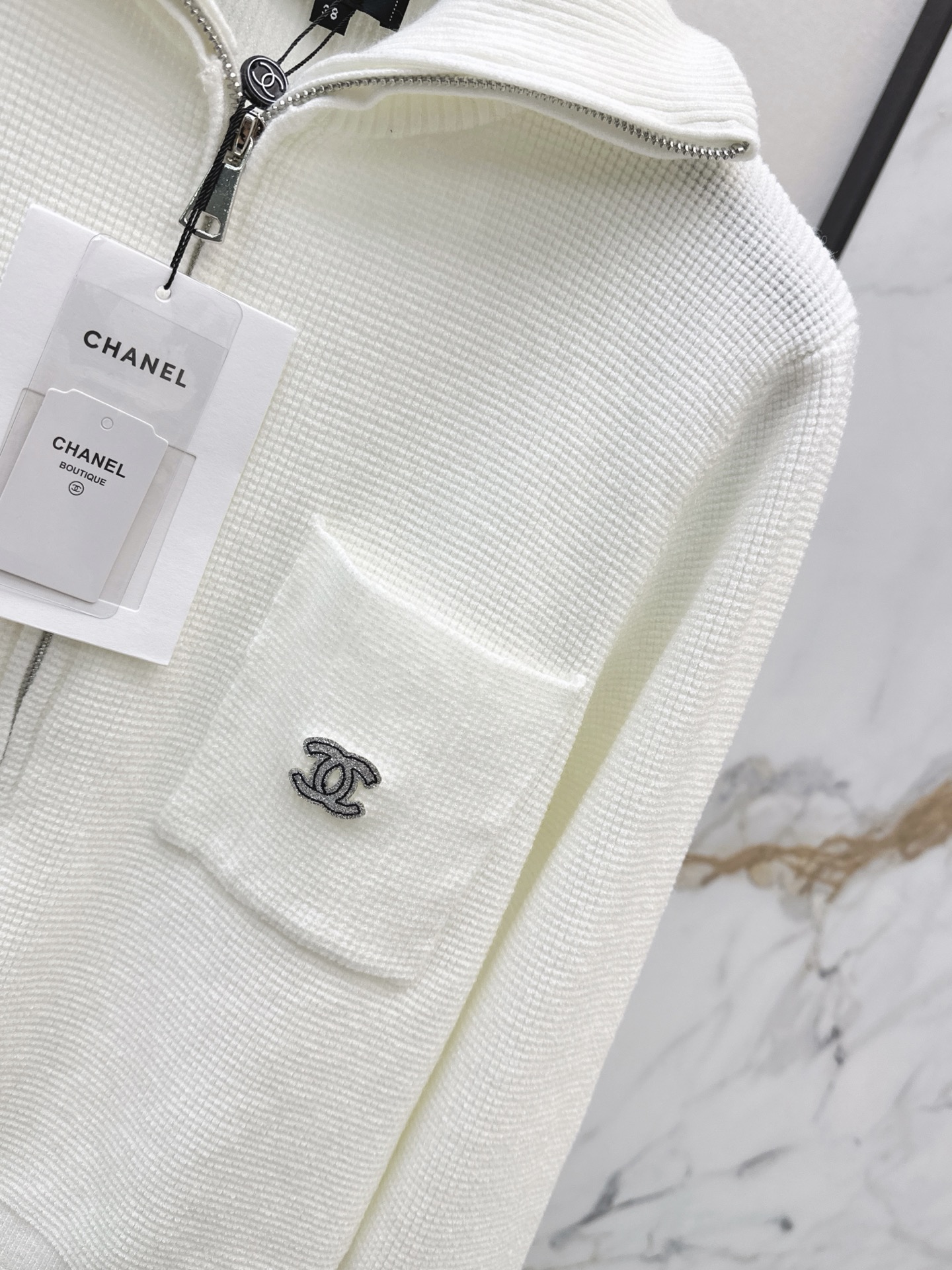 Chan 26fw zip-up knit cardigan