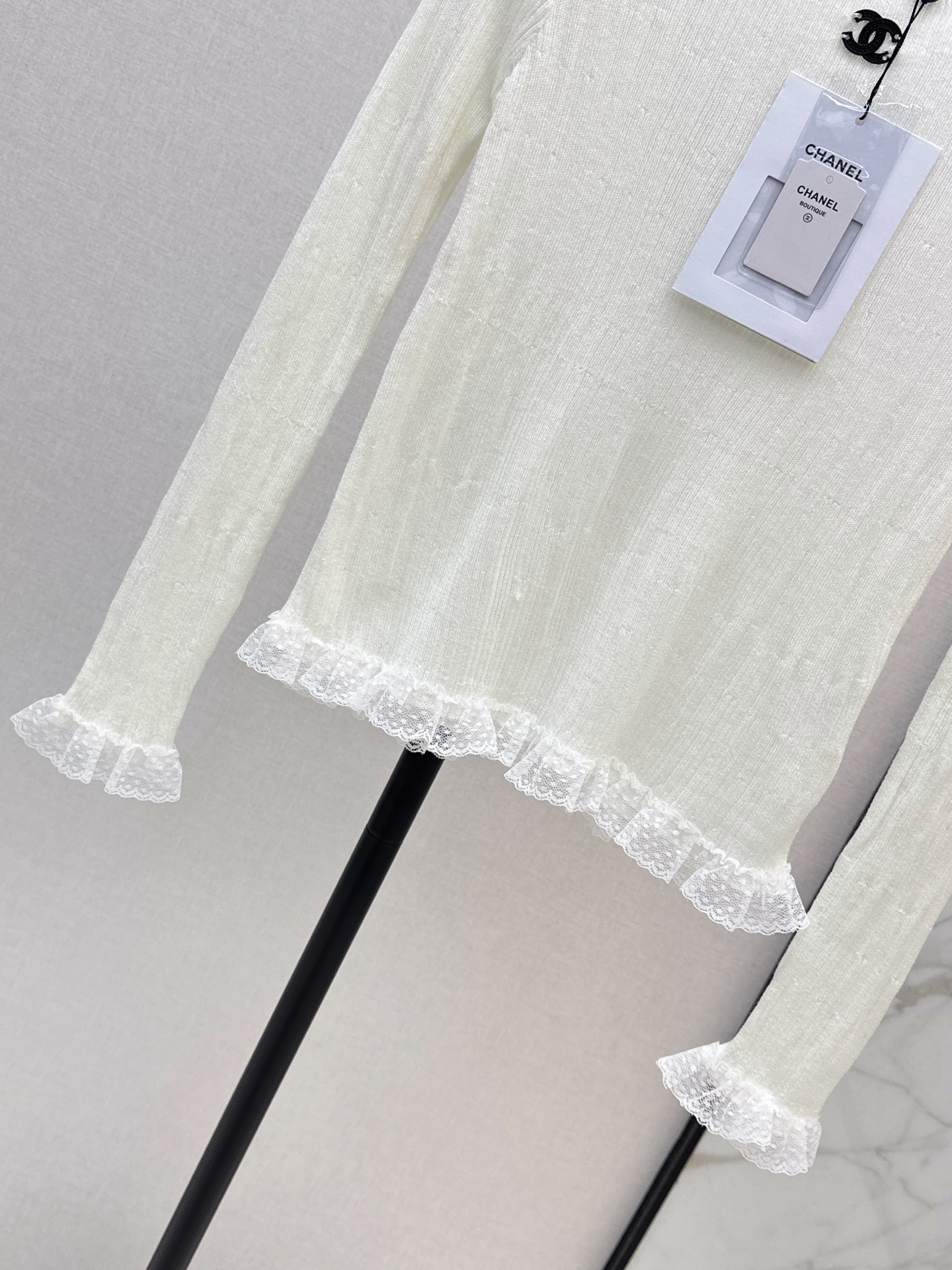 Chan 26fw lace trim knitwear