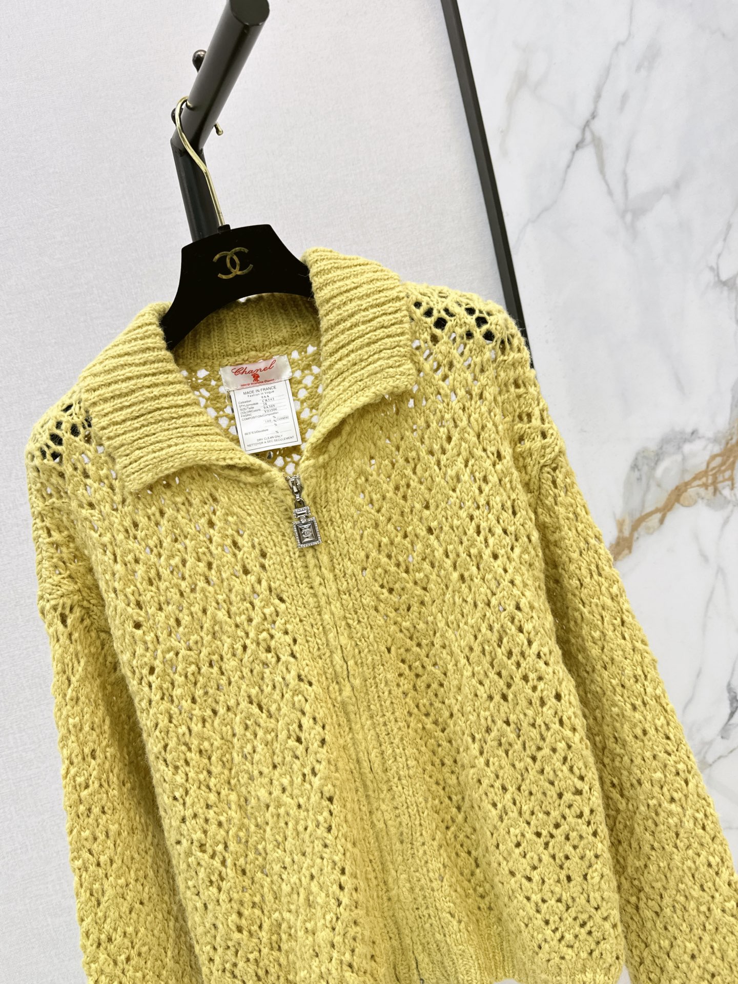 Chan 26fw hollow knit zipper cardigan