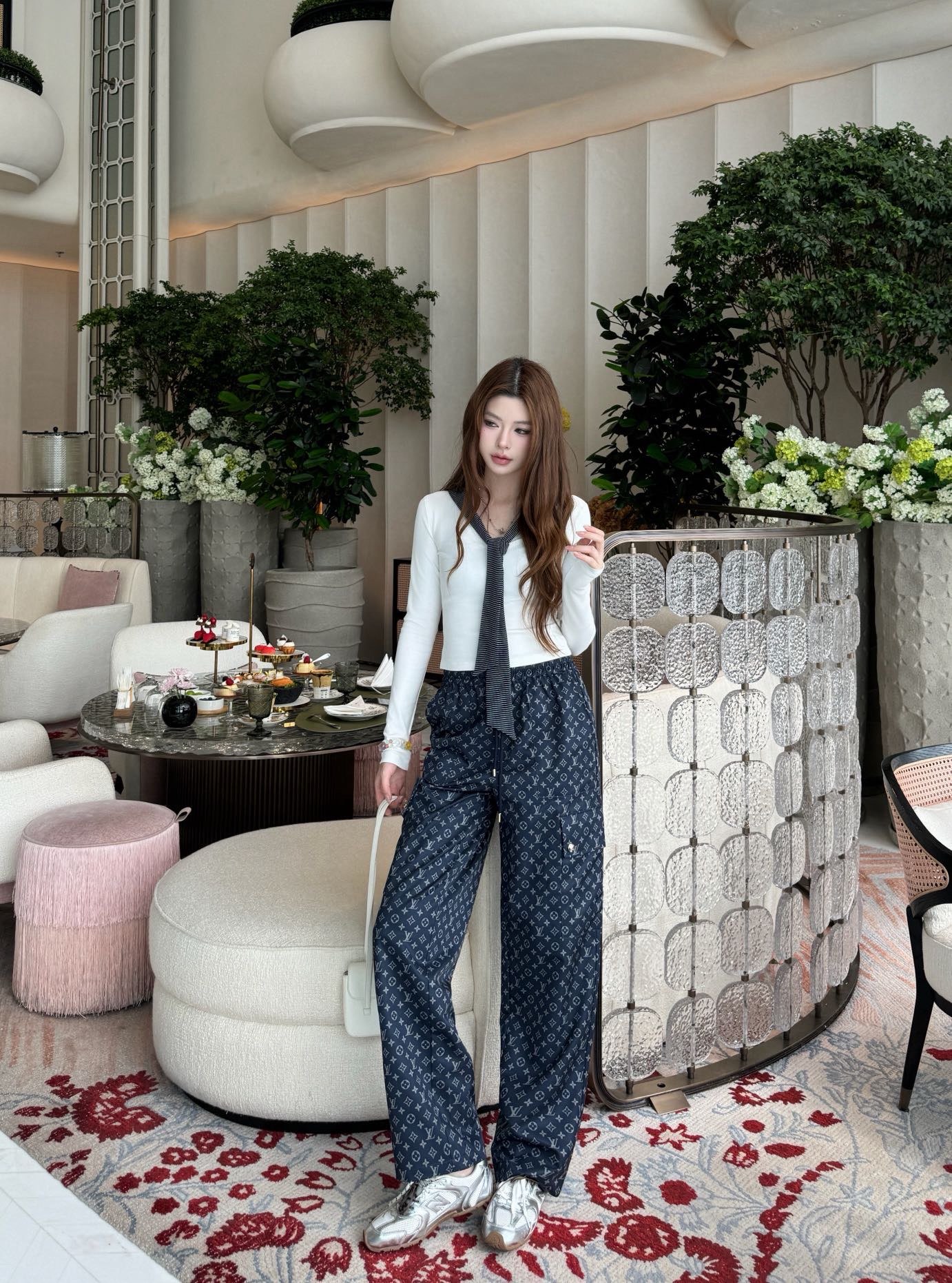 Loui 26fw print wide-leg pants