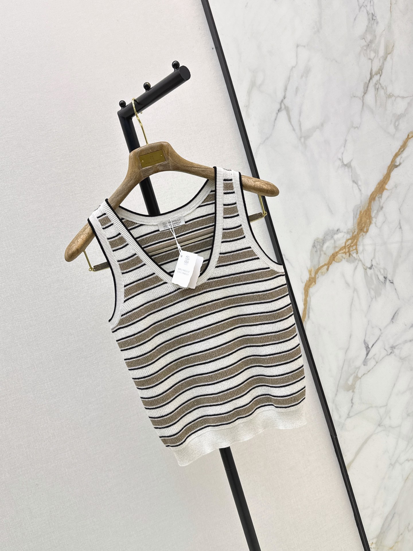 Brun 26ss stripe knit vest