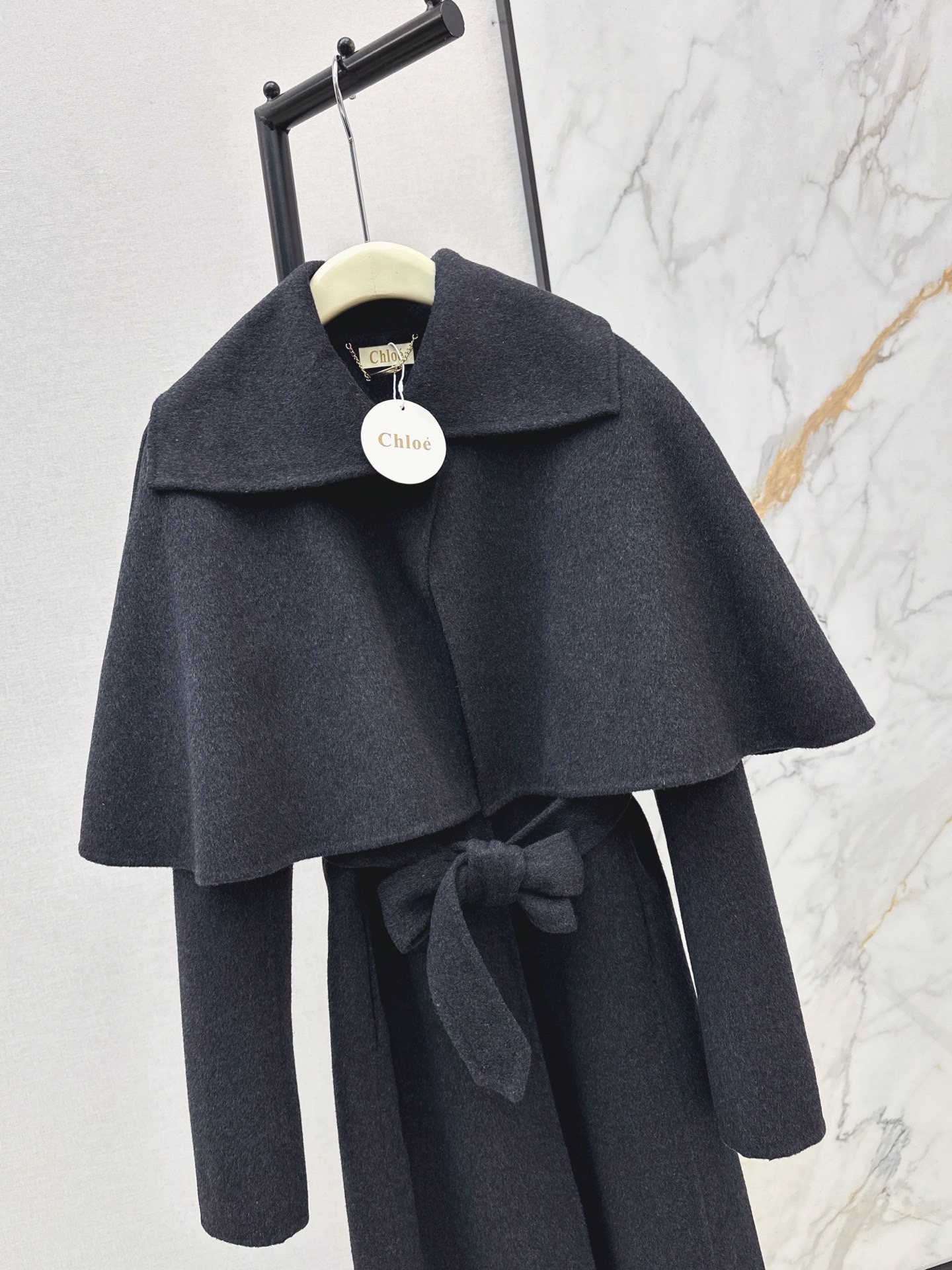 Chol 26fw detachable woolen cape overcoats