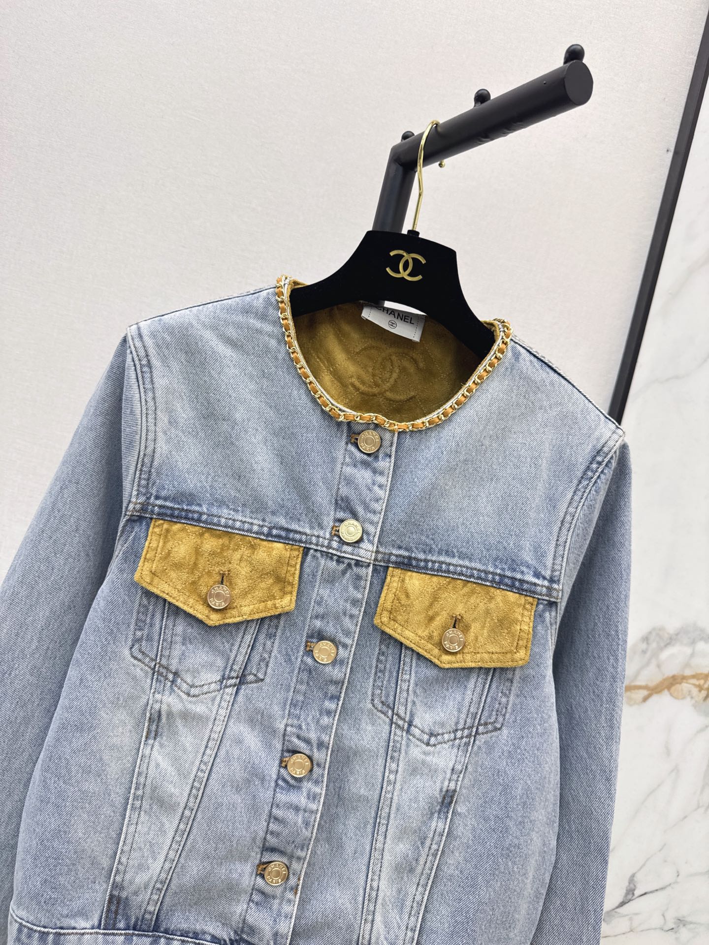 Chan 26fw suede contract denim jacket