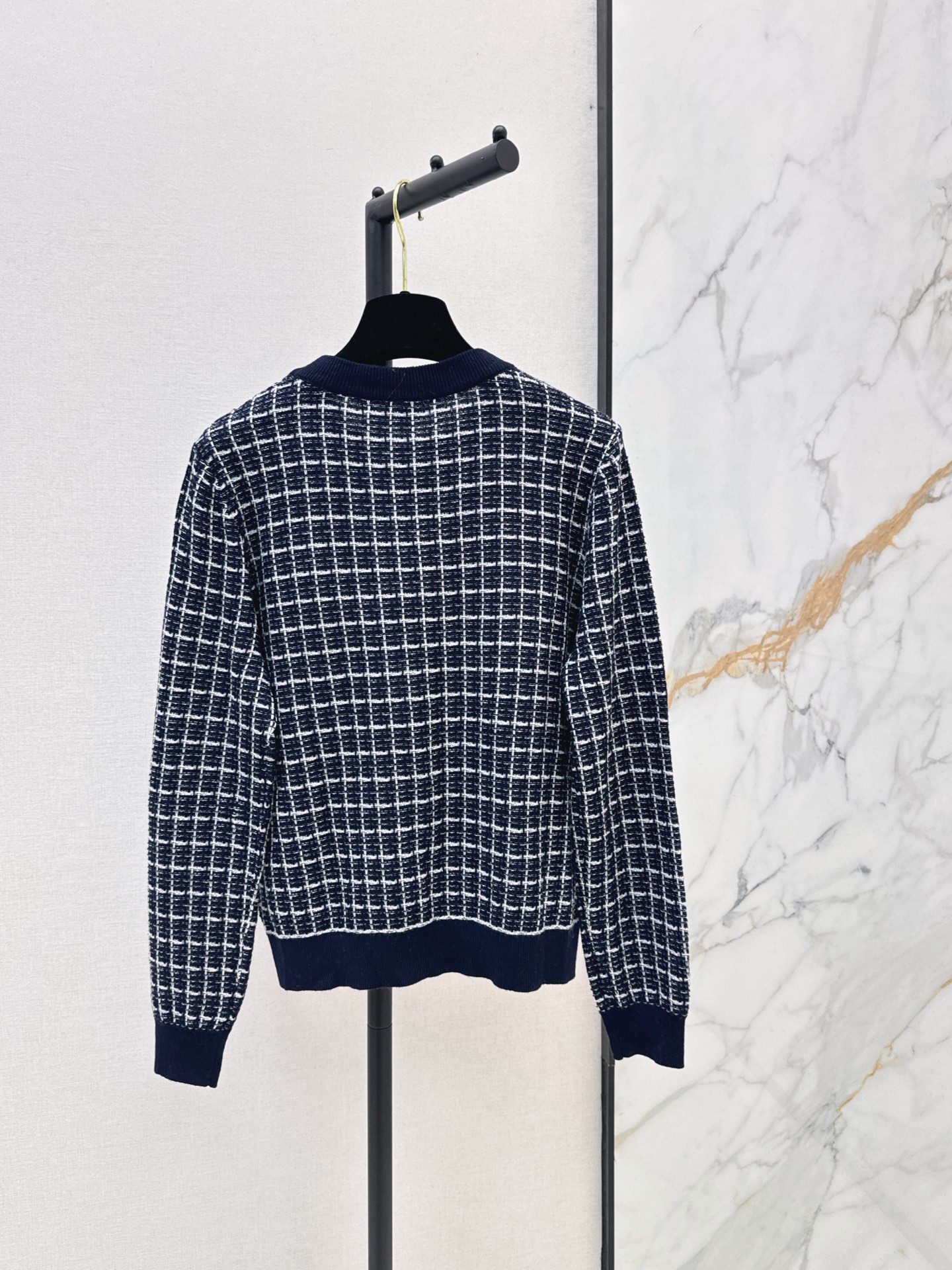 Chan 26fw check jacquard sweater