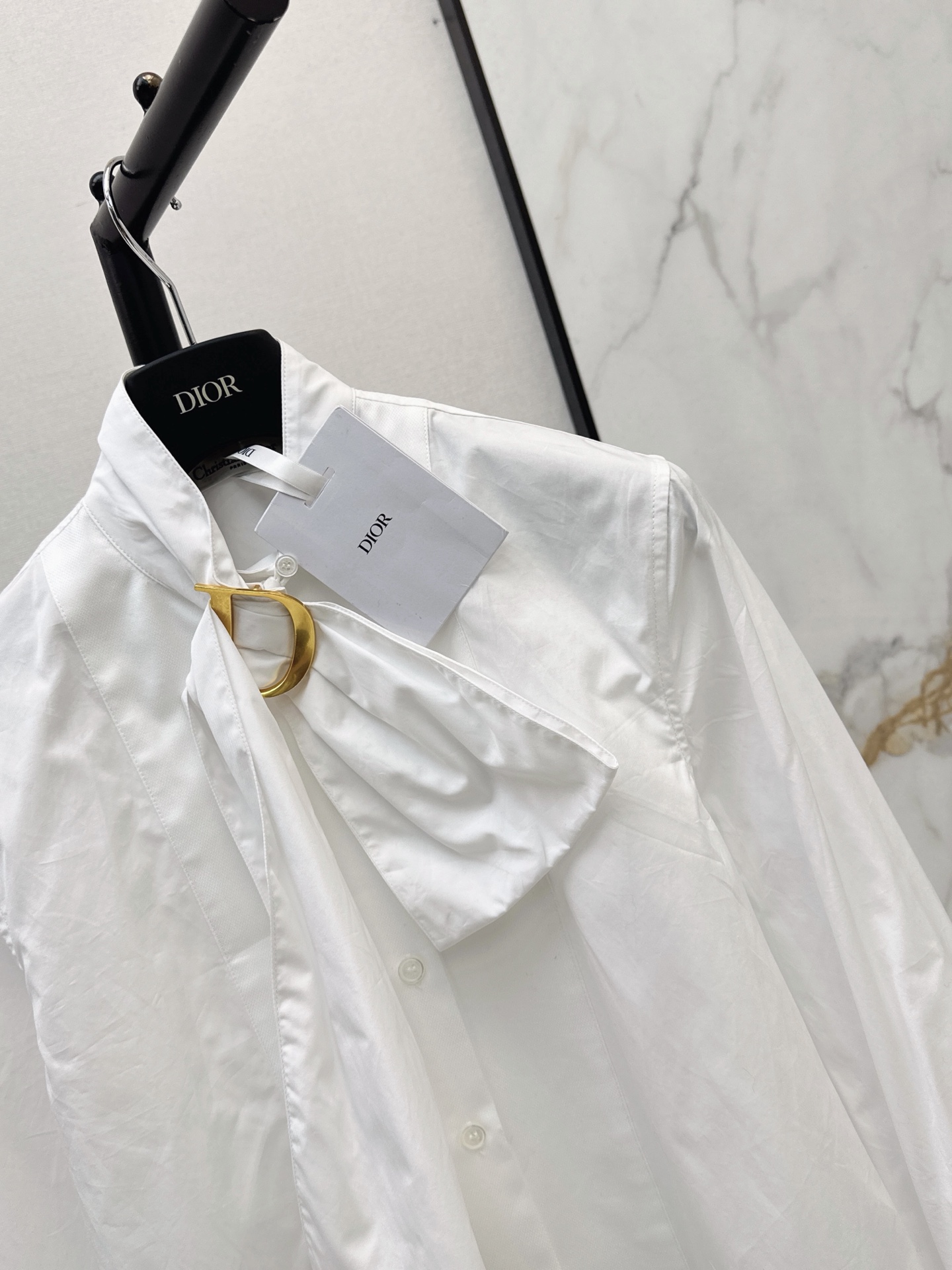 CD 26fw Ring-Detail Tie-Neck Shirt