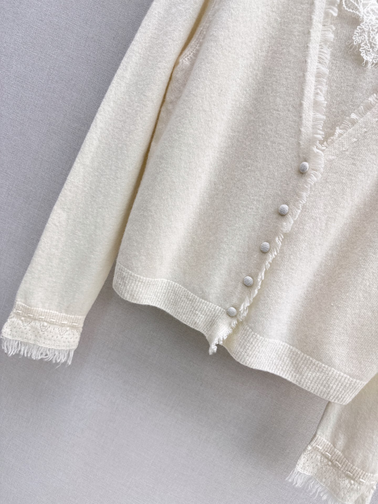 ES 26fw lace contract wool cardigan