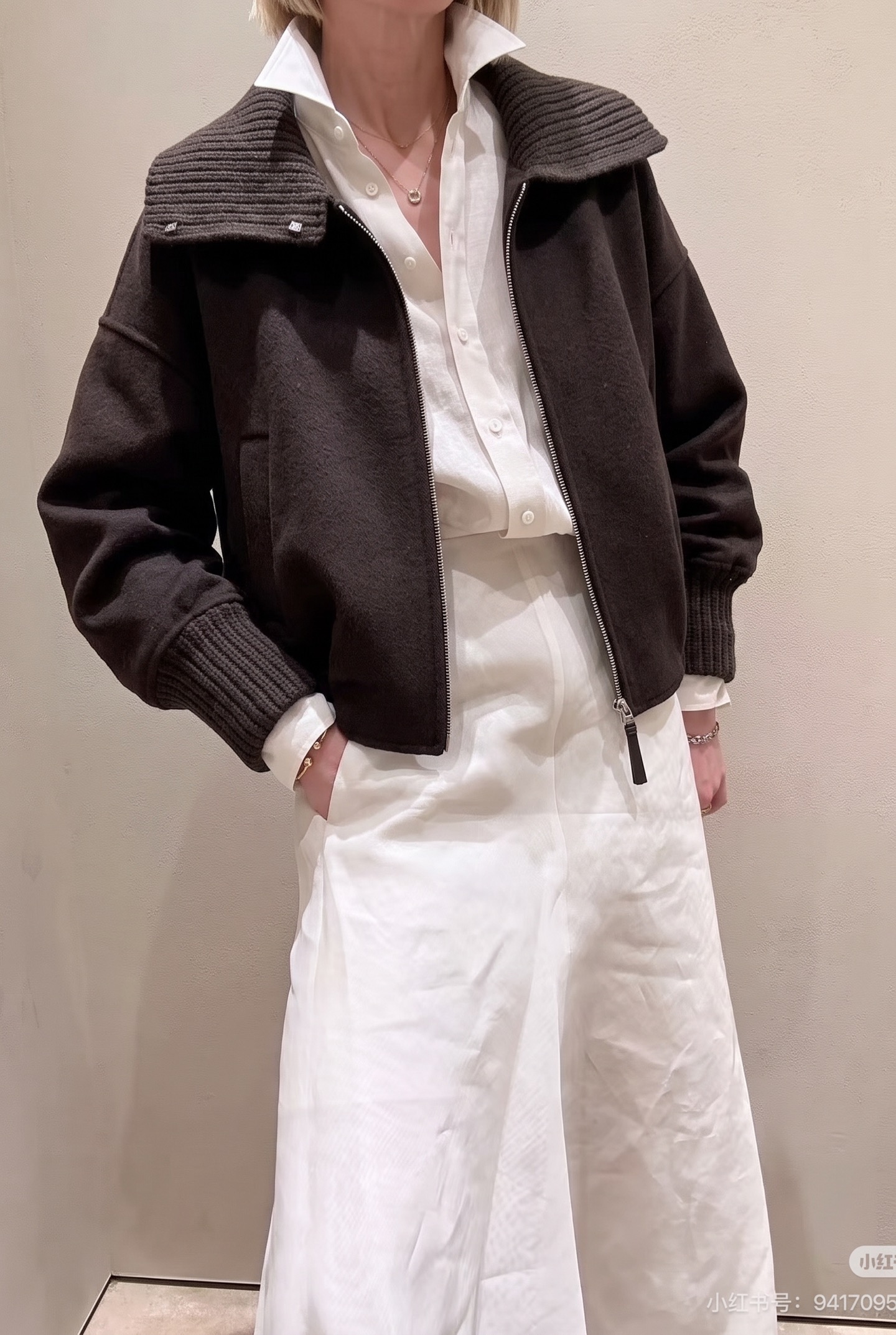 Brun 26fw woolen zipper jacket