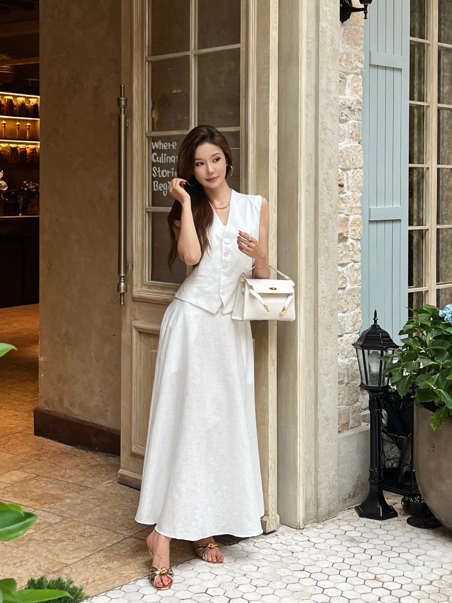 Ralp 26ss waistcoat pleated skirt sets