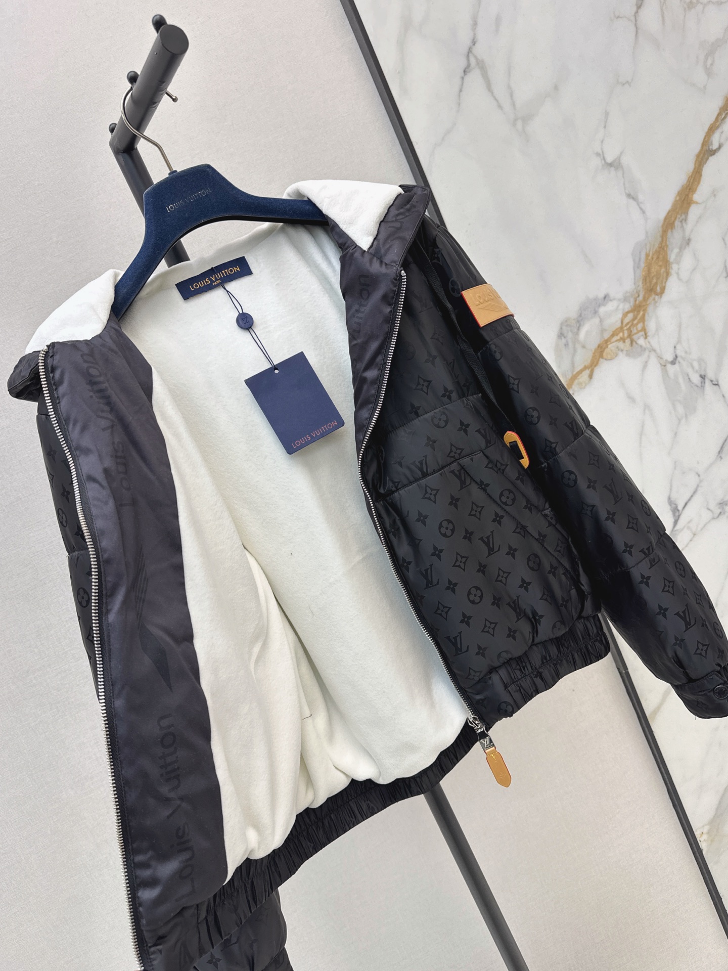 Loui 26fw jacquard hooded padded jacket