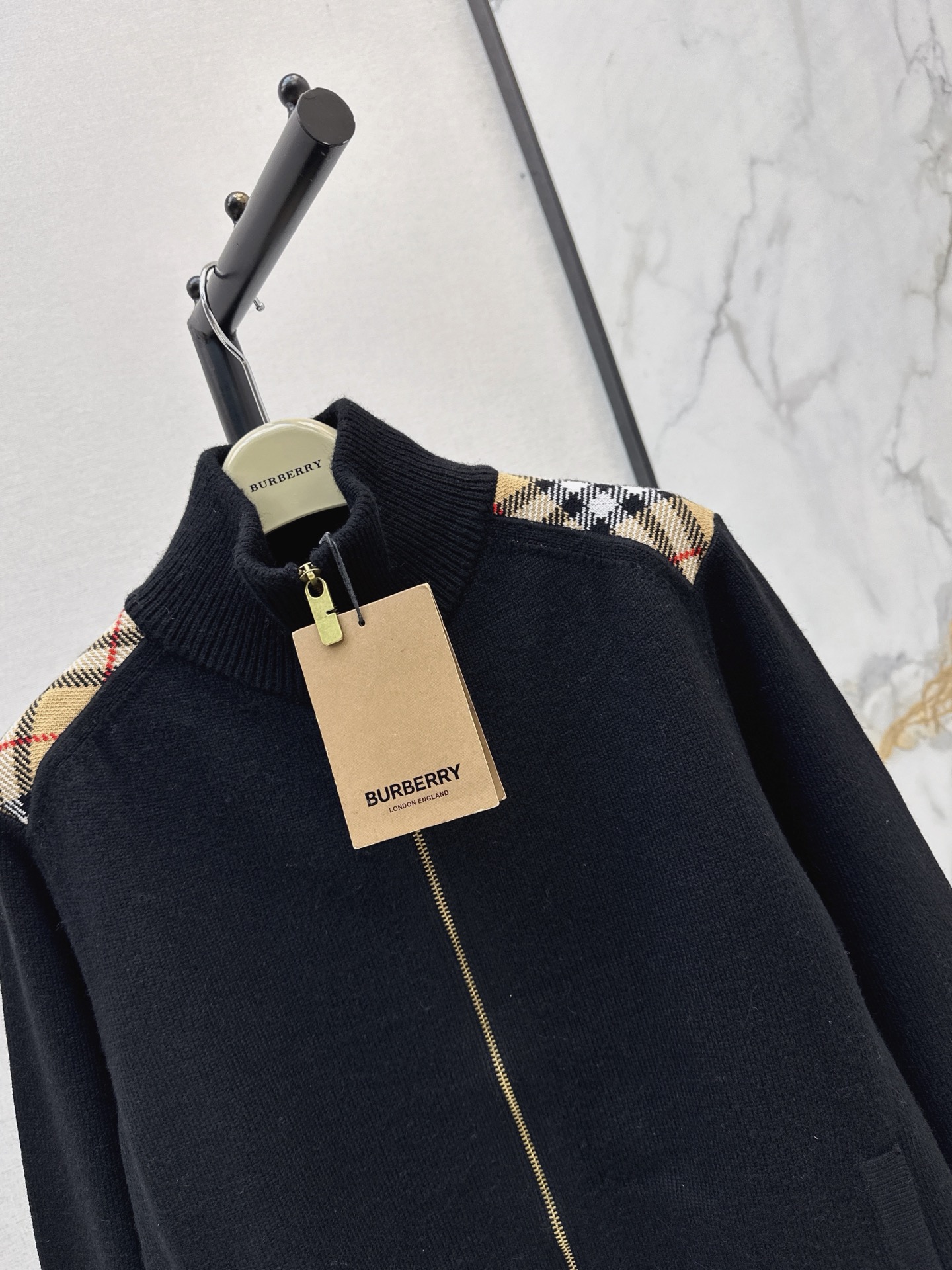 Burb 26fw check contract zipper jacket