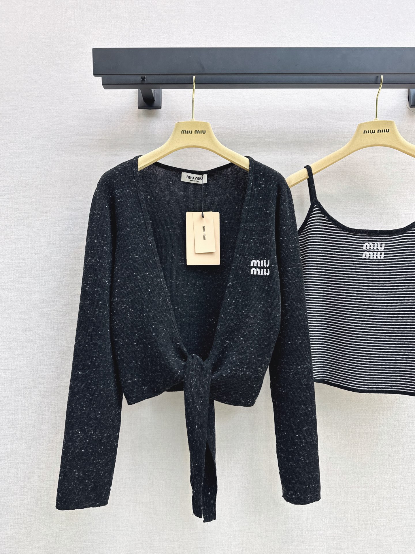 Miu 26fw stripe knit vest cardigan sets