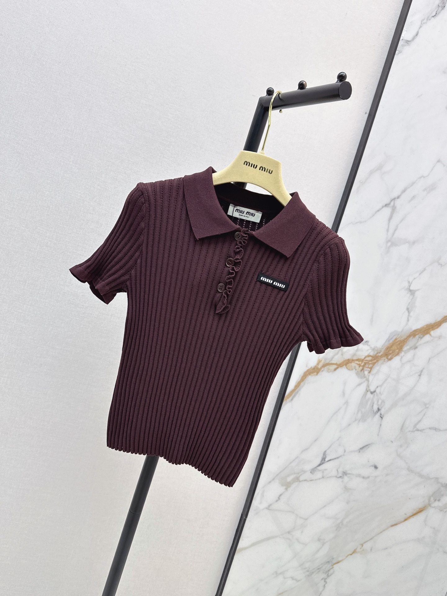 Miu 26fw polo knit top