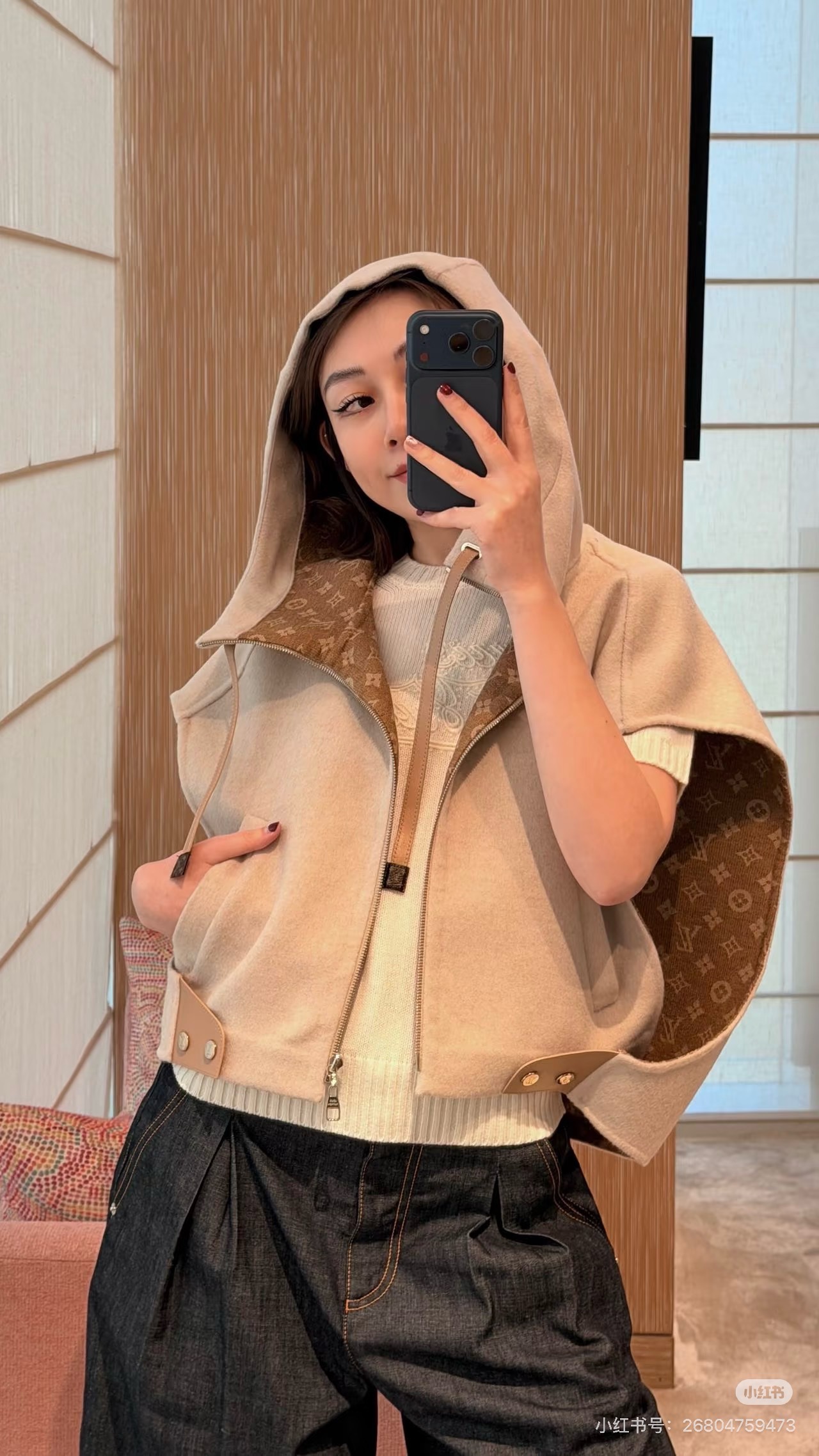 Loui 26ss hooded cape vest jacket