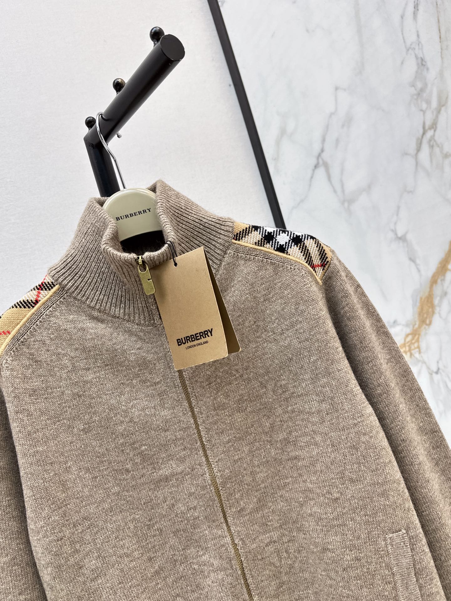 Burb 26fw check contract zipper jacket