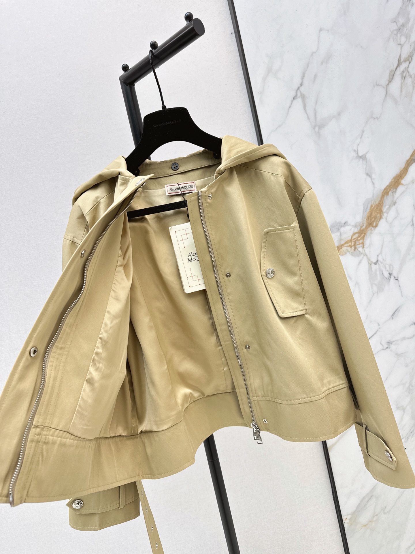 McQ 26fw hooded cropped trench coat