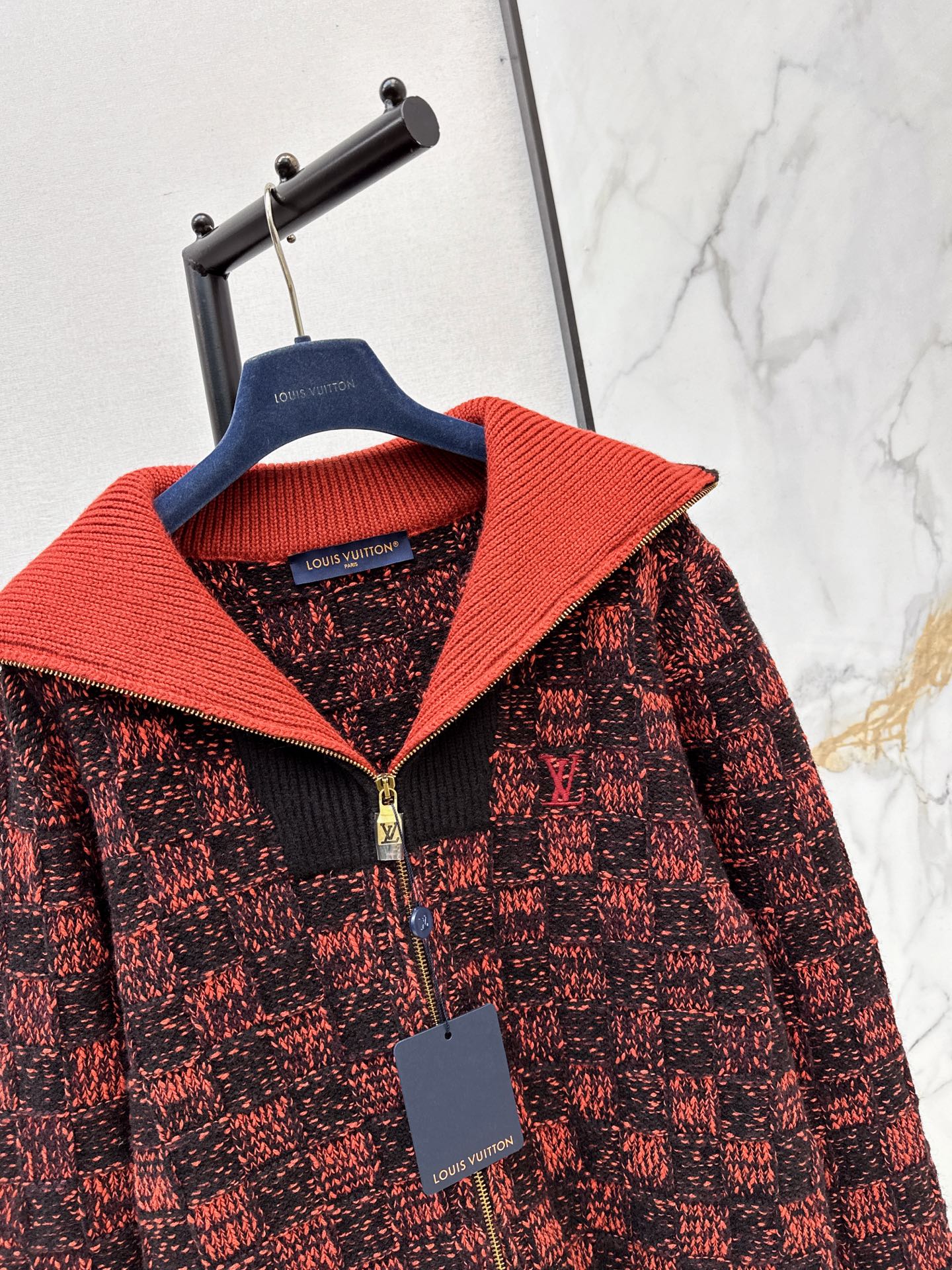 Loui 26fw jacquard zipper sweater