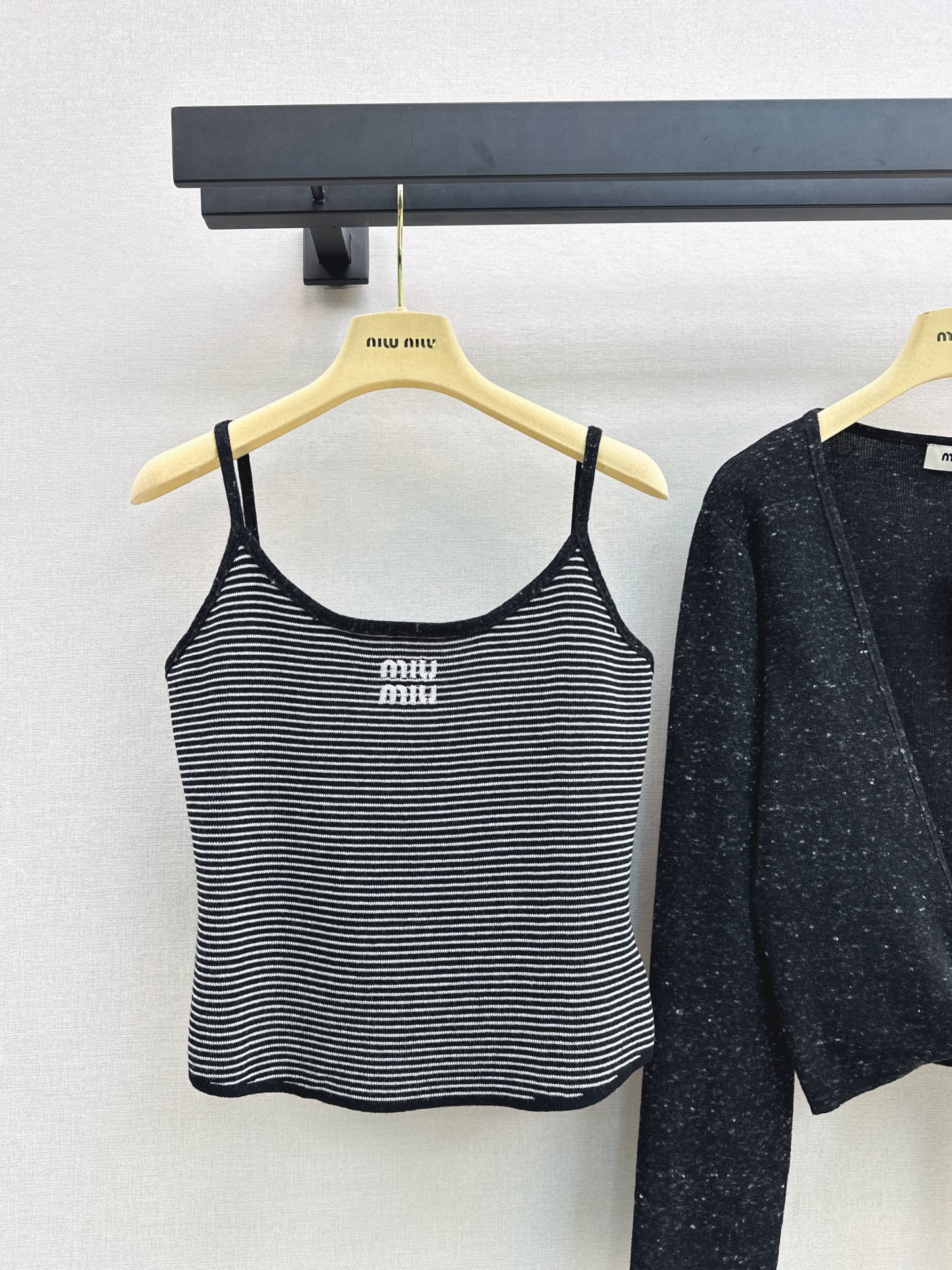 Miu 26fw stripe knit vest cardigan sets