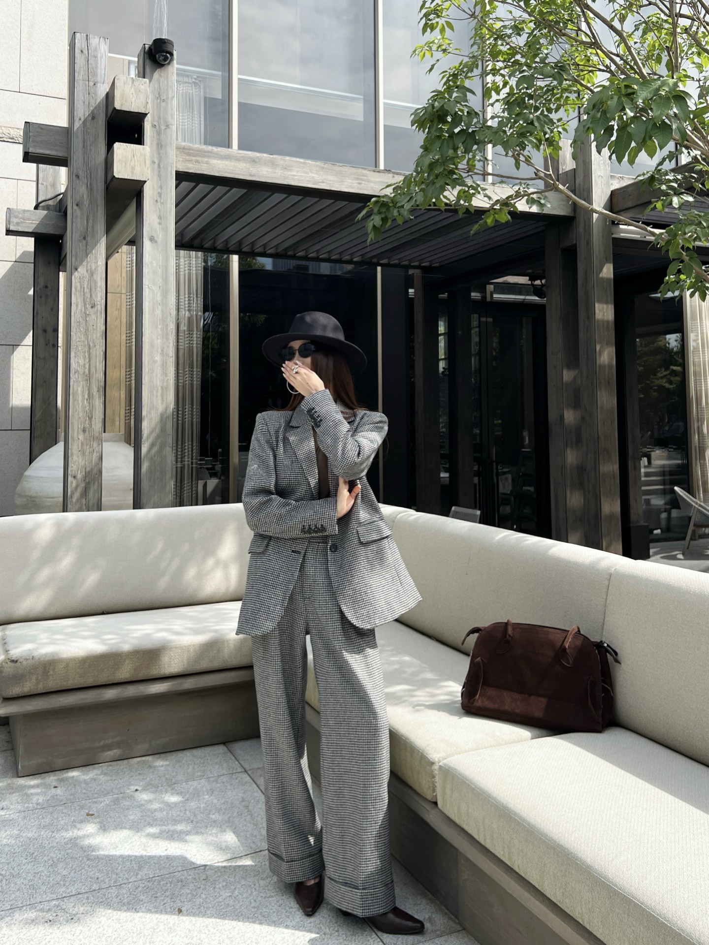 Brun 26fw houndstooth blazer