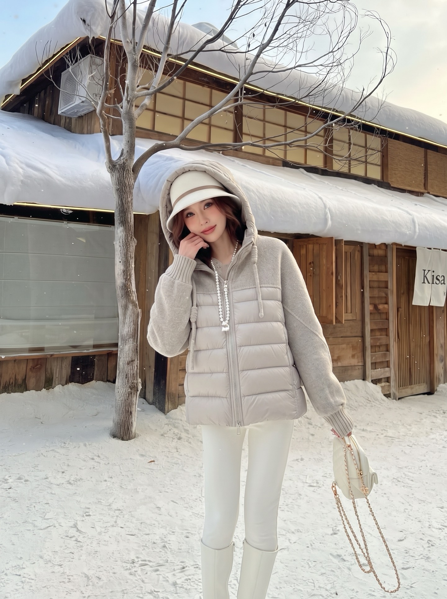 Max 26fw knit contract down jacket