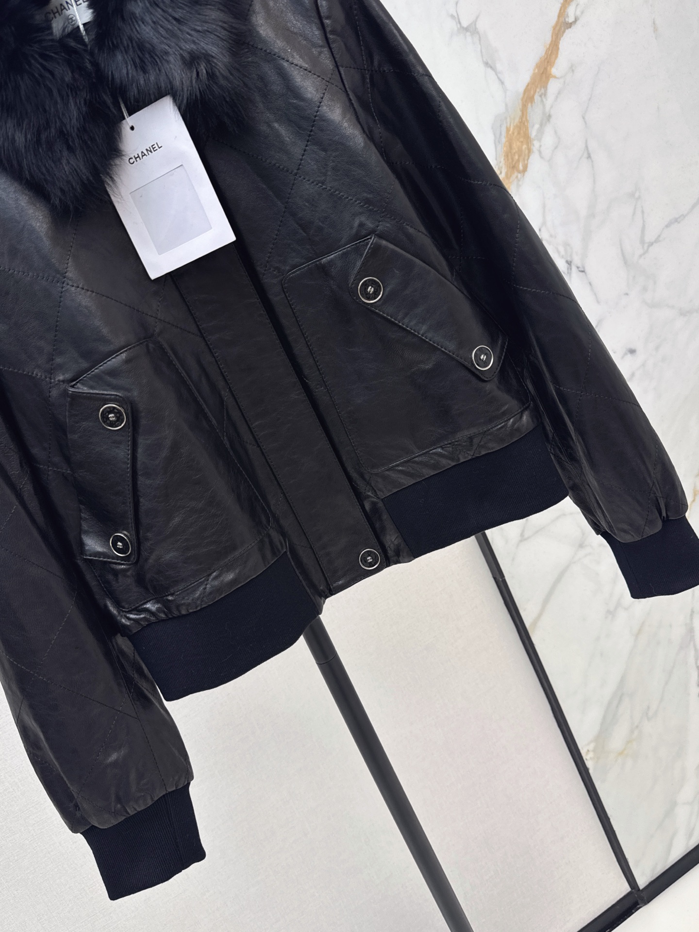 Chan 26fw leather jacket