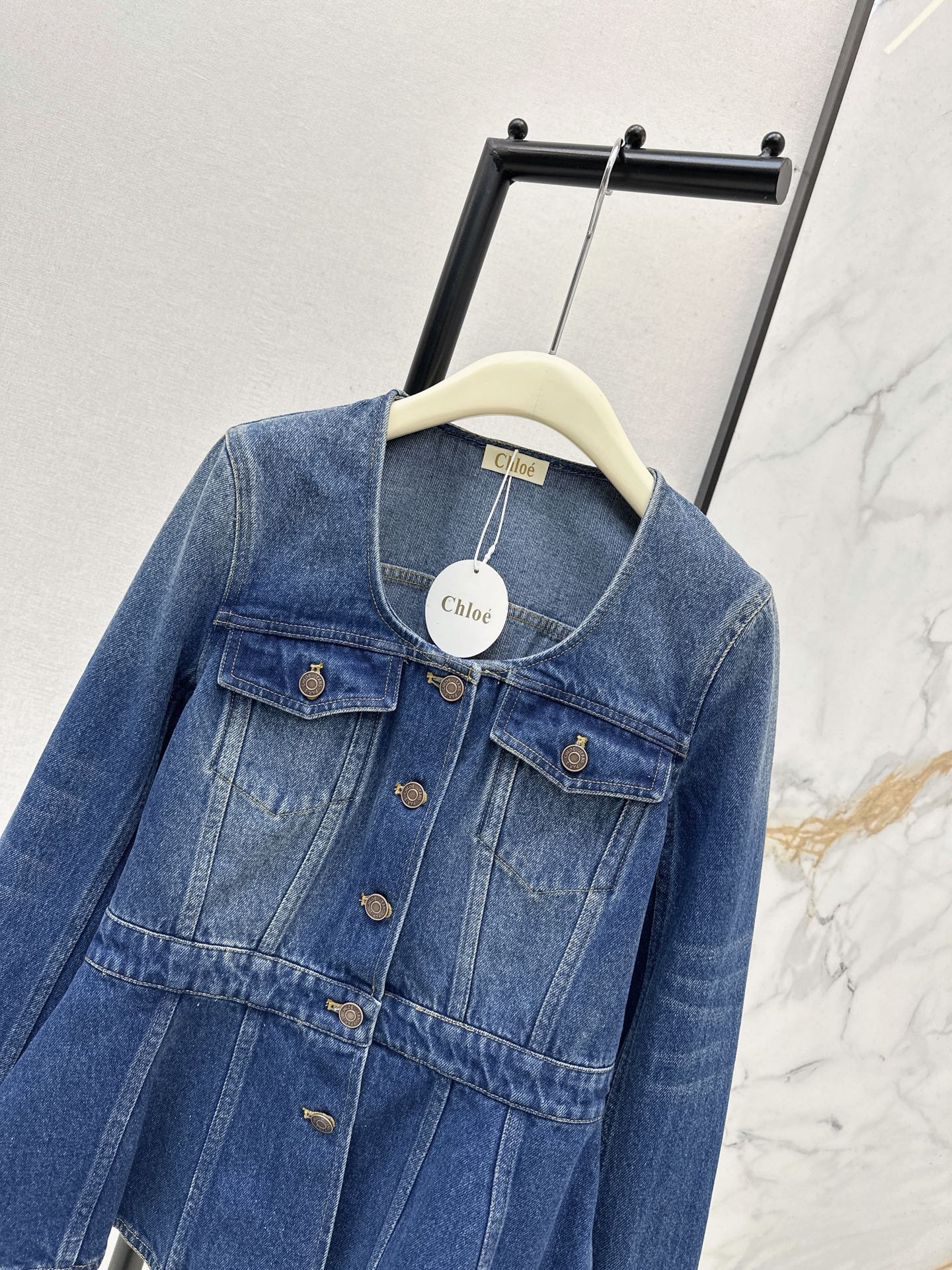 Chol 26fw ruffle denim jacket