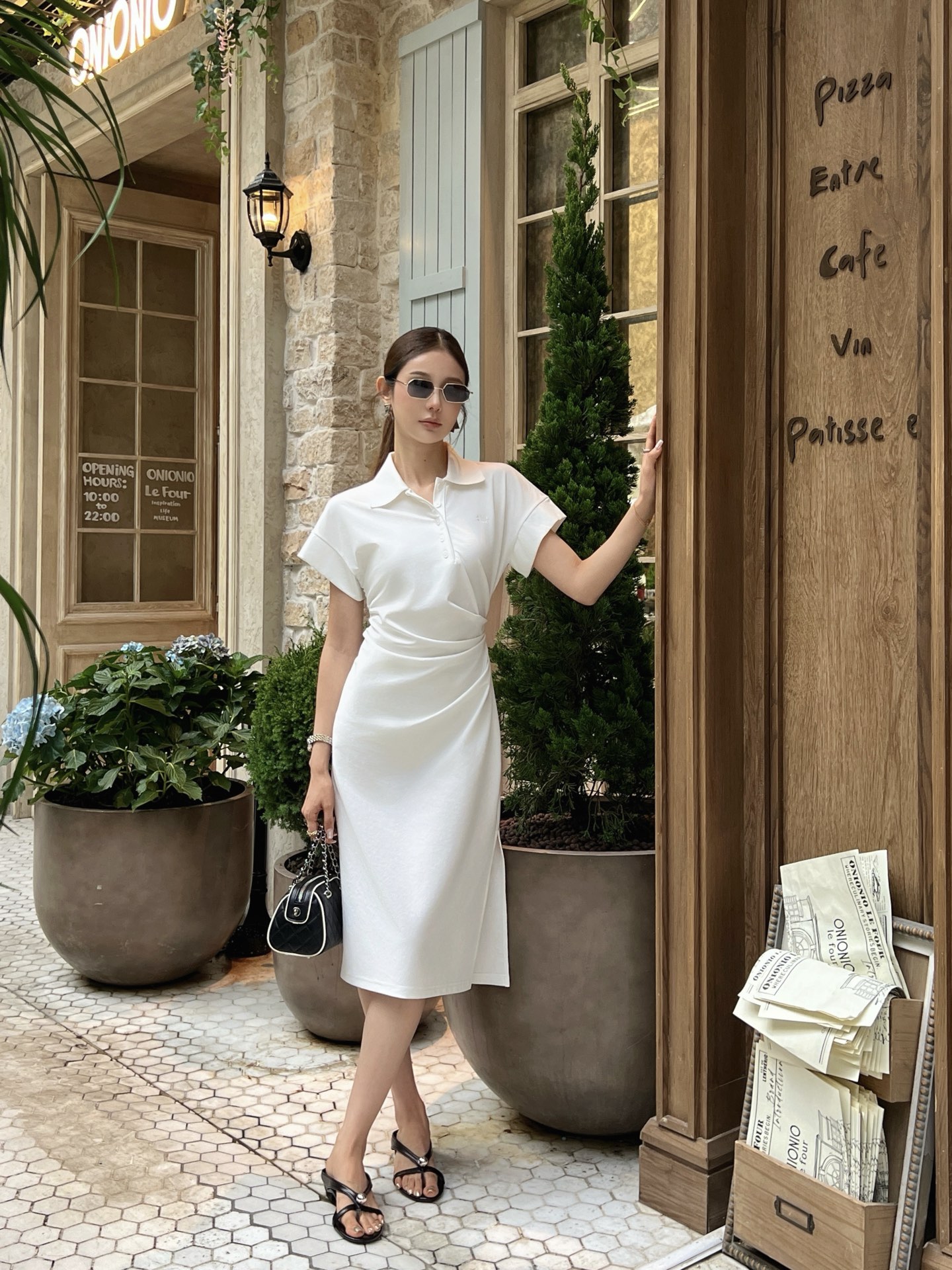 Celi 26ss polo side ruched dress