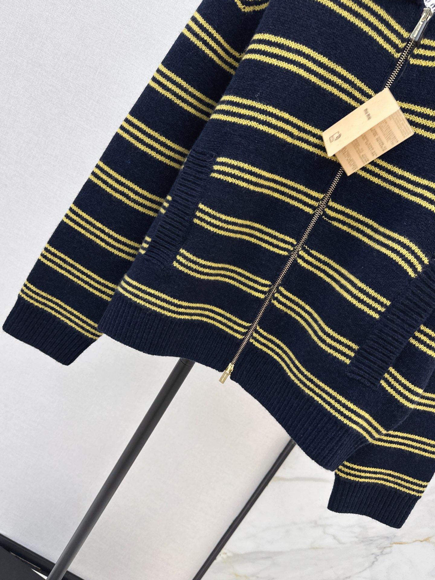 Miu 26fw stripe zipper cardigan