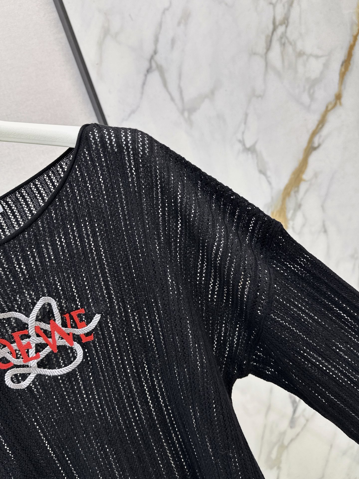 Loe 26fw embroidery hollow knitwear