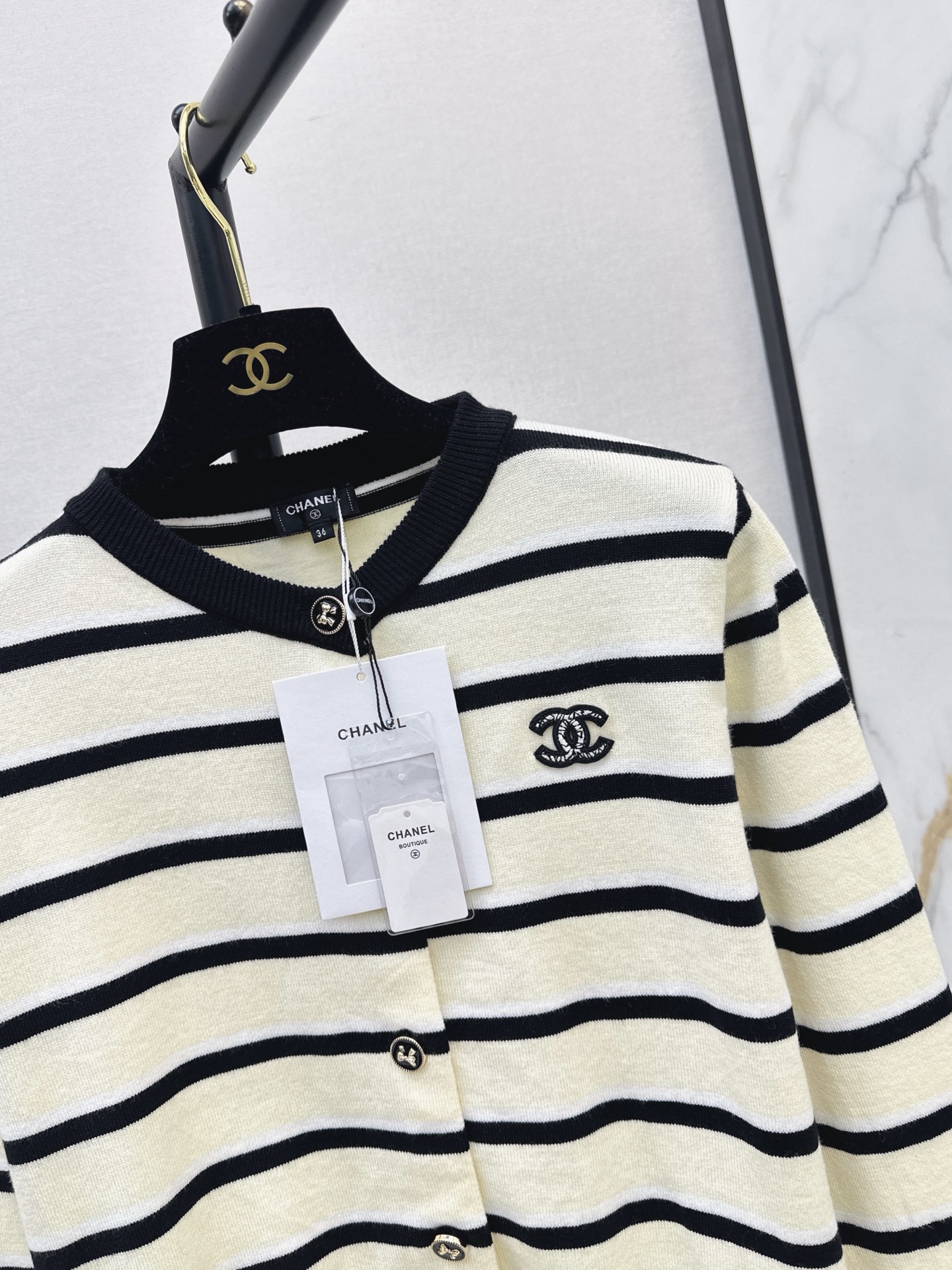 Chan 26fw stripe knit cardigan